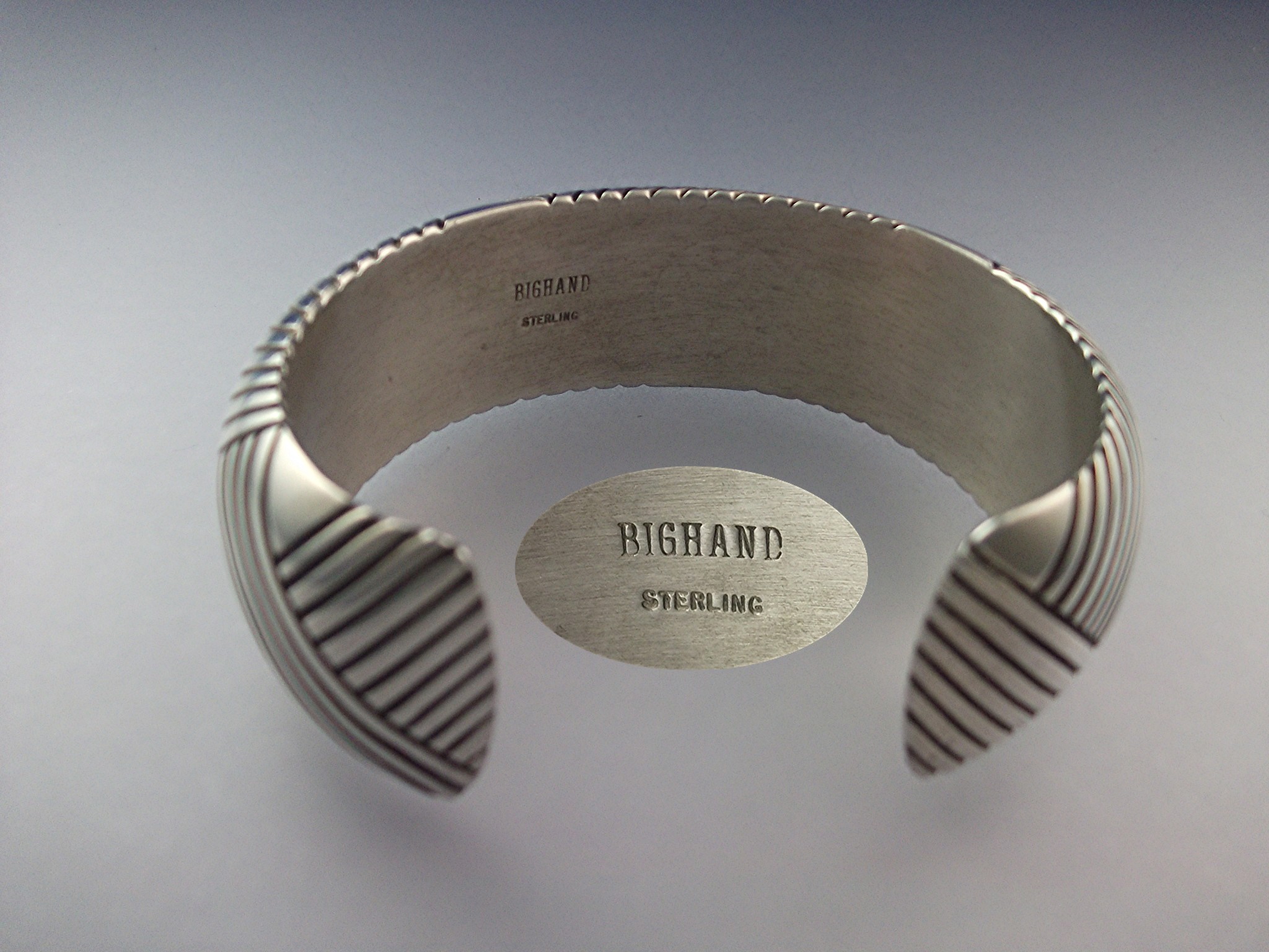 Navajo Sterling Silver Cuff Signed BIGHAND