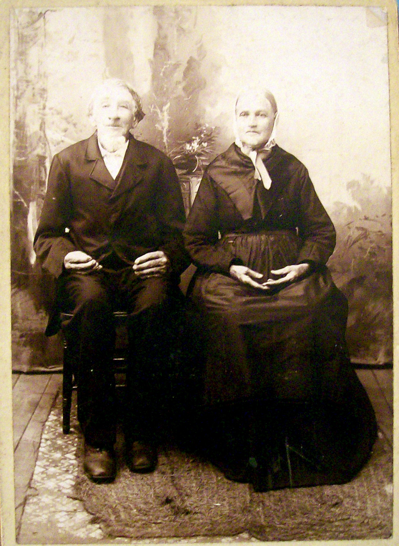American Gothic Cabinet Photo - Ohio Frontier Couple