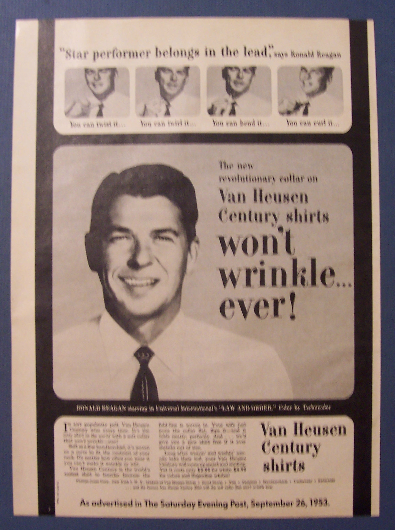 1981 Van Heusen Century Shirts w/ Ronald Reagan