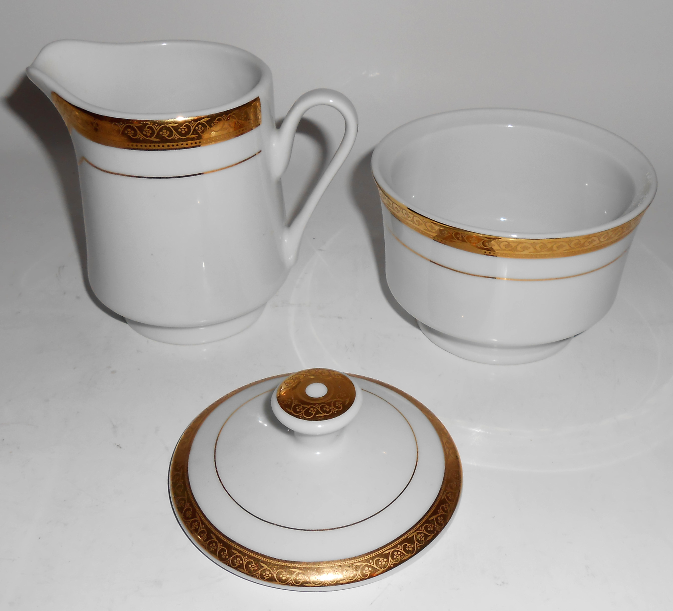 Sango Porcelain Elegance Gold Fine China Creamer/Sugar