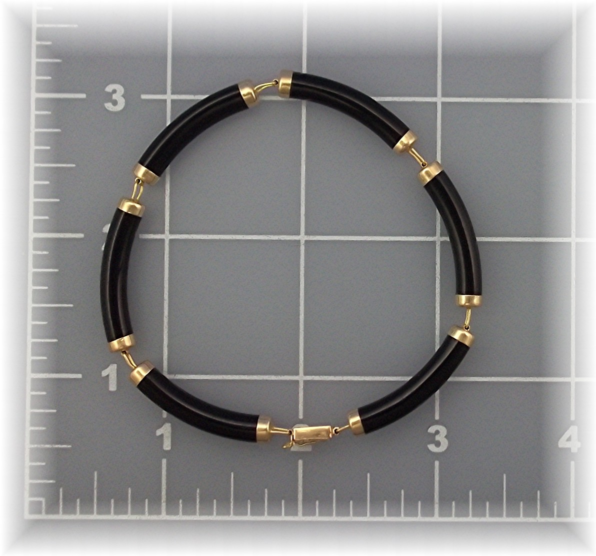 Bracelet 14K Gold Black Onyx Oriental Discs