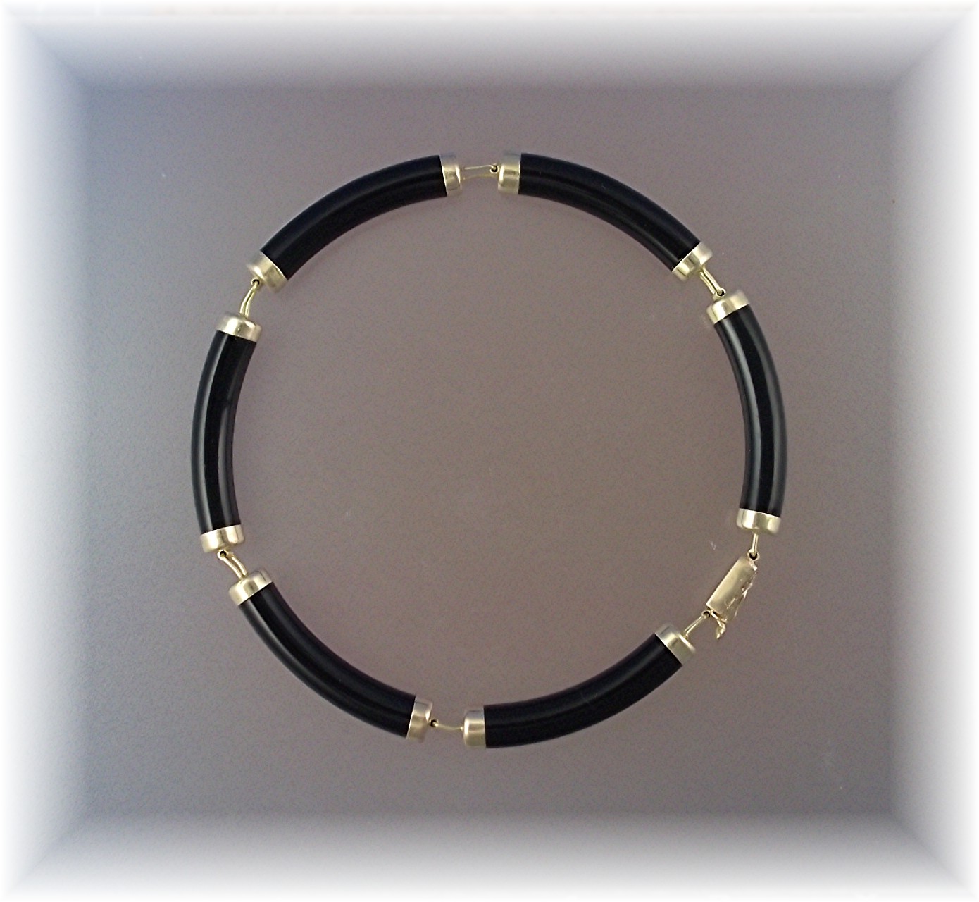Bracelet 14K Gold Black Onyx Oriental Discs