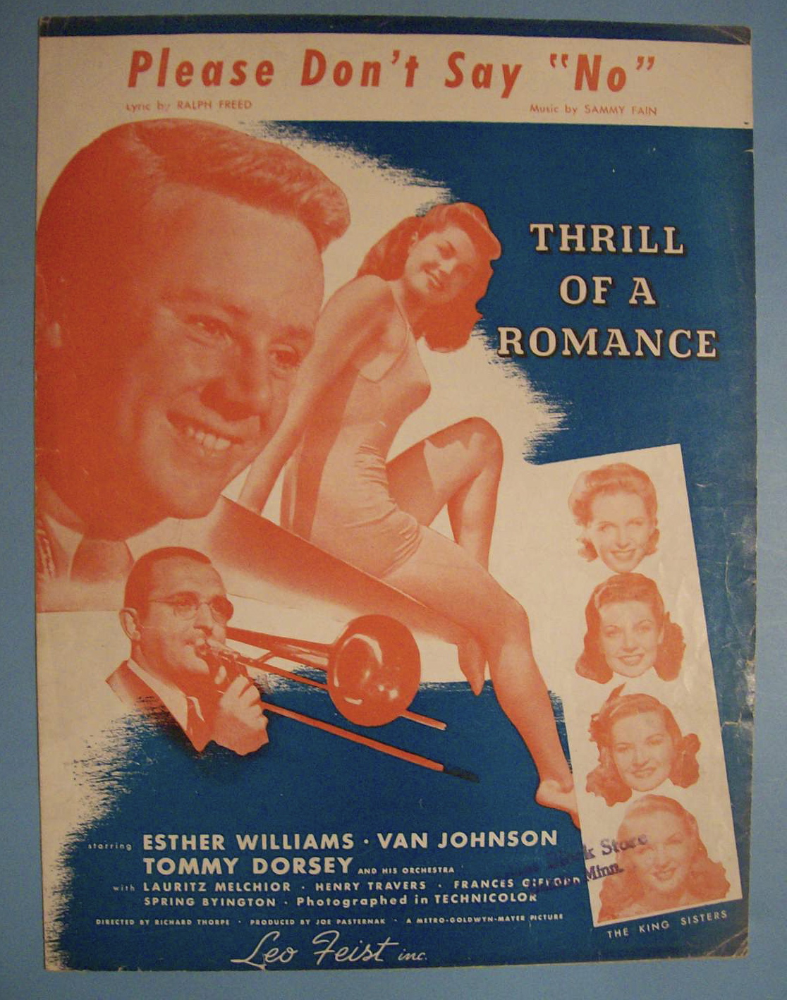Sheet Music Of 1944 Please Don't Say No-Van Johnson