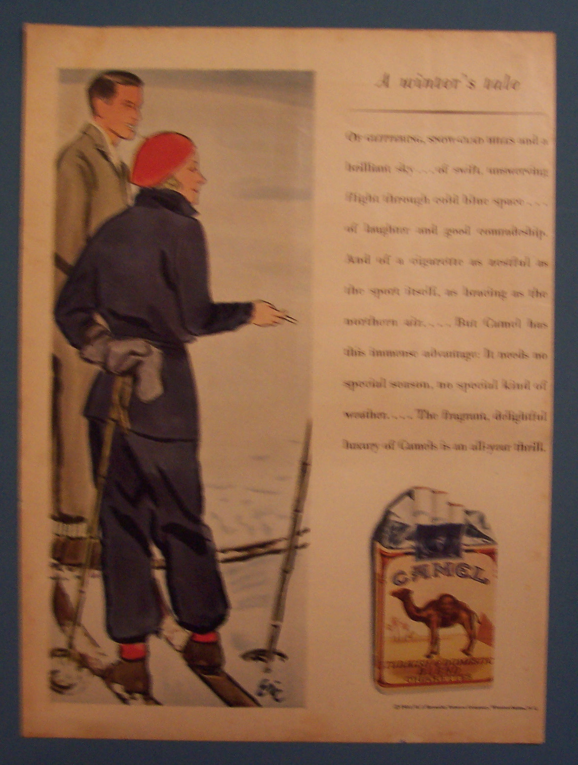 1931 Camel Cigarettes with a Man & Woman in Skis
