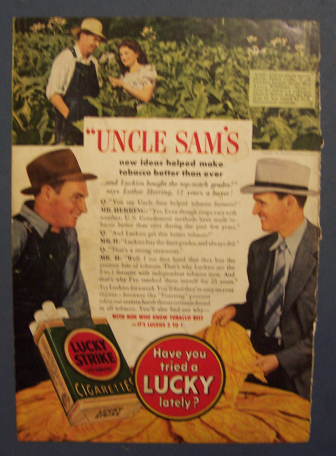 1940 Lucky Strike Cigarettes with Uncle Sam's New Ideas