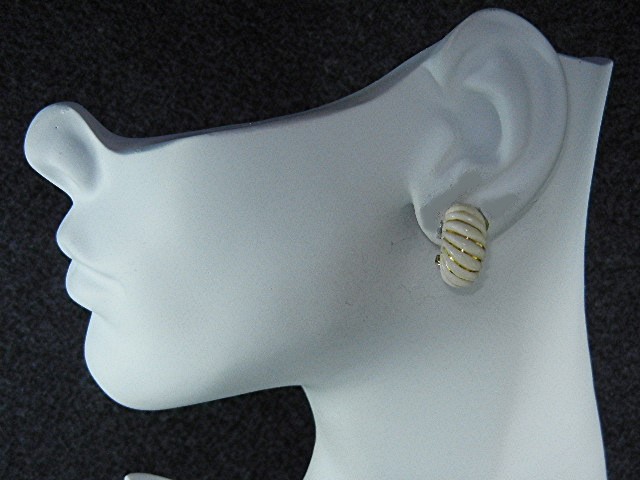 14K Gold Bone Ivory Clip Earrings 50s