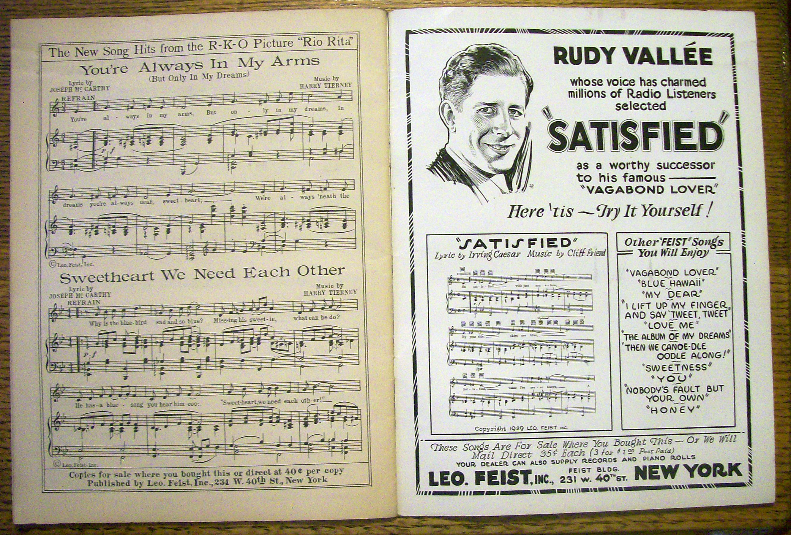 Sheet Music For 1929 Feist Saxophone Folio