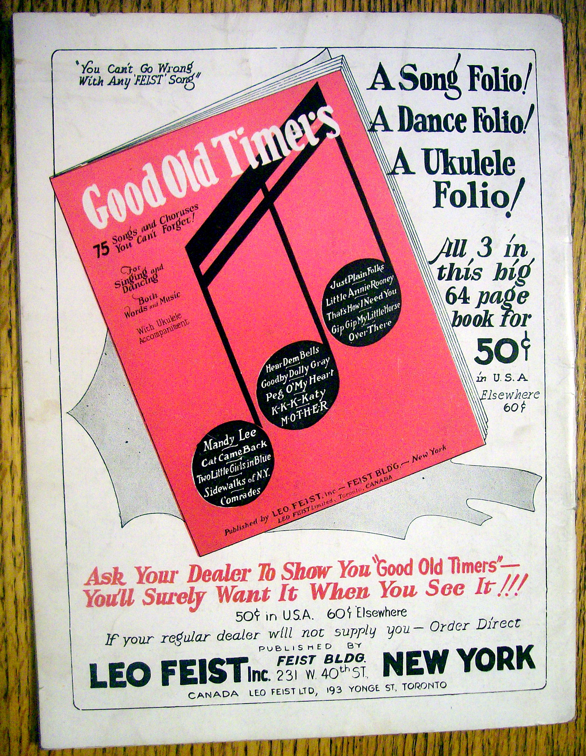 Sheet Music For 1929 Feist Saxophone Folio