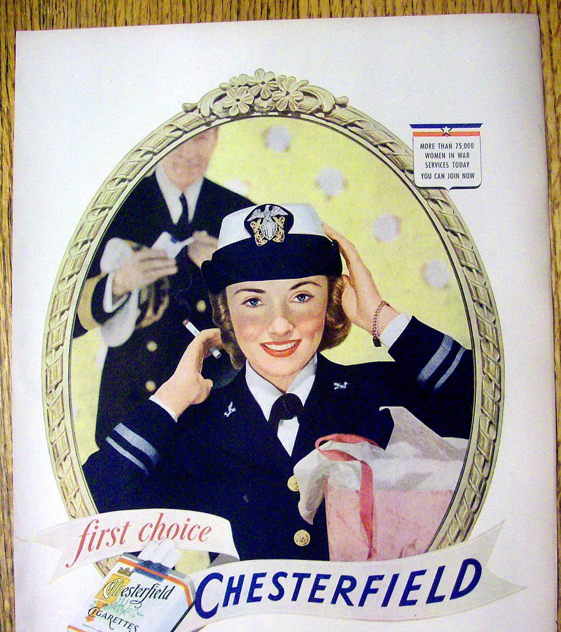 1943 Chesterfield Cigarettes with Woman Soldier