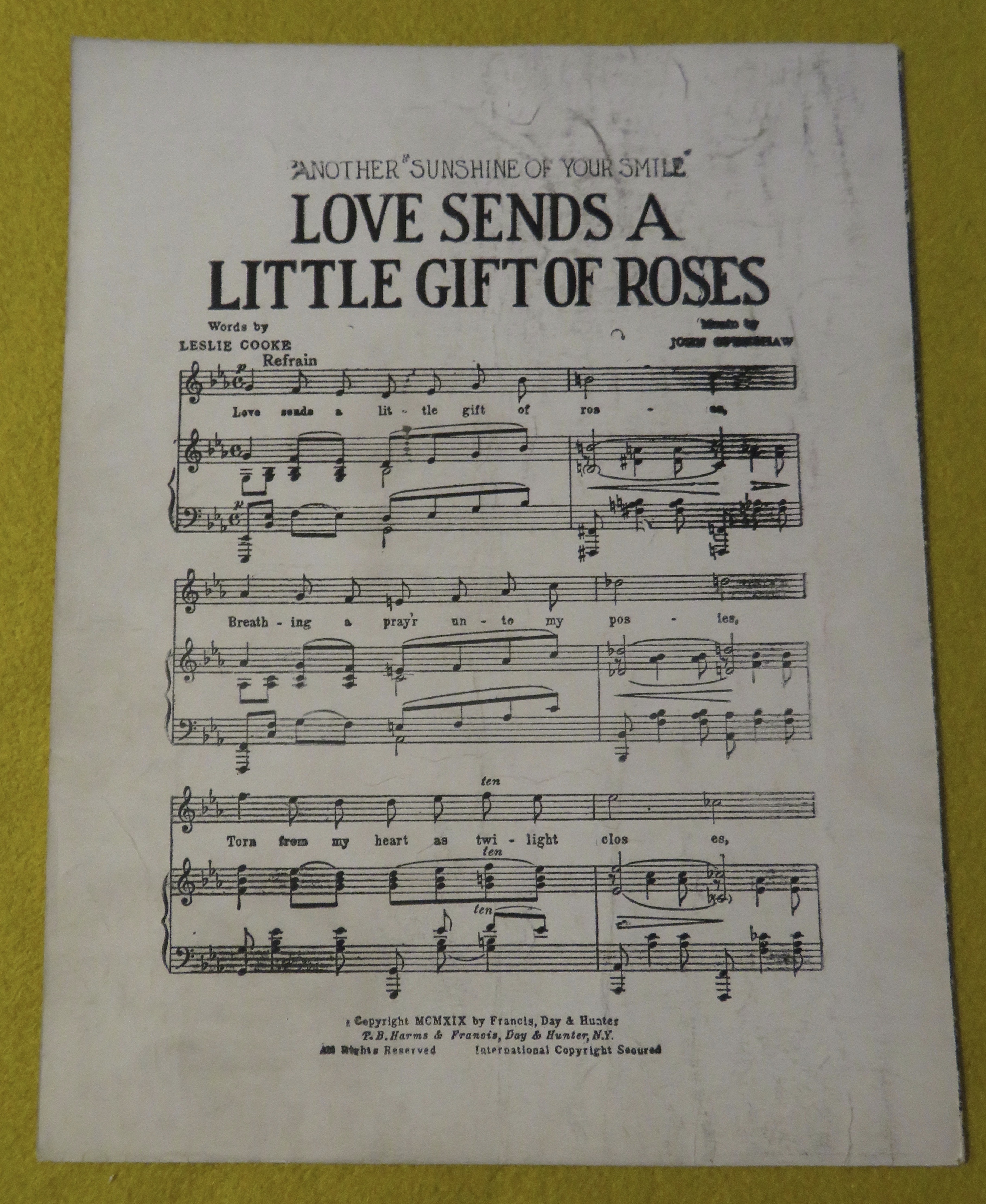 1922 Just As Long As You Have Me Sheet Music
