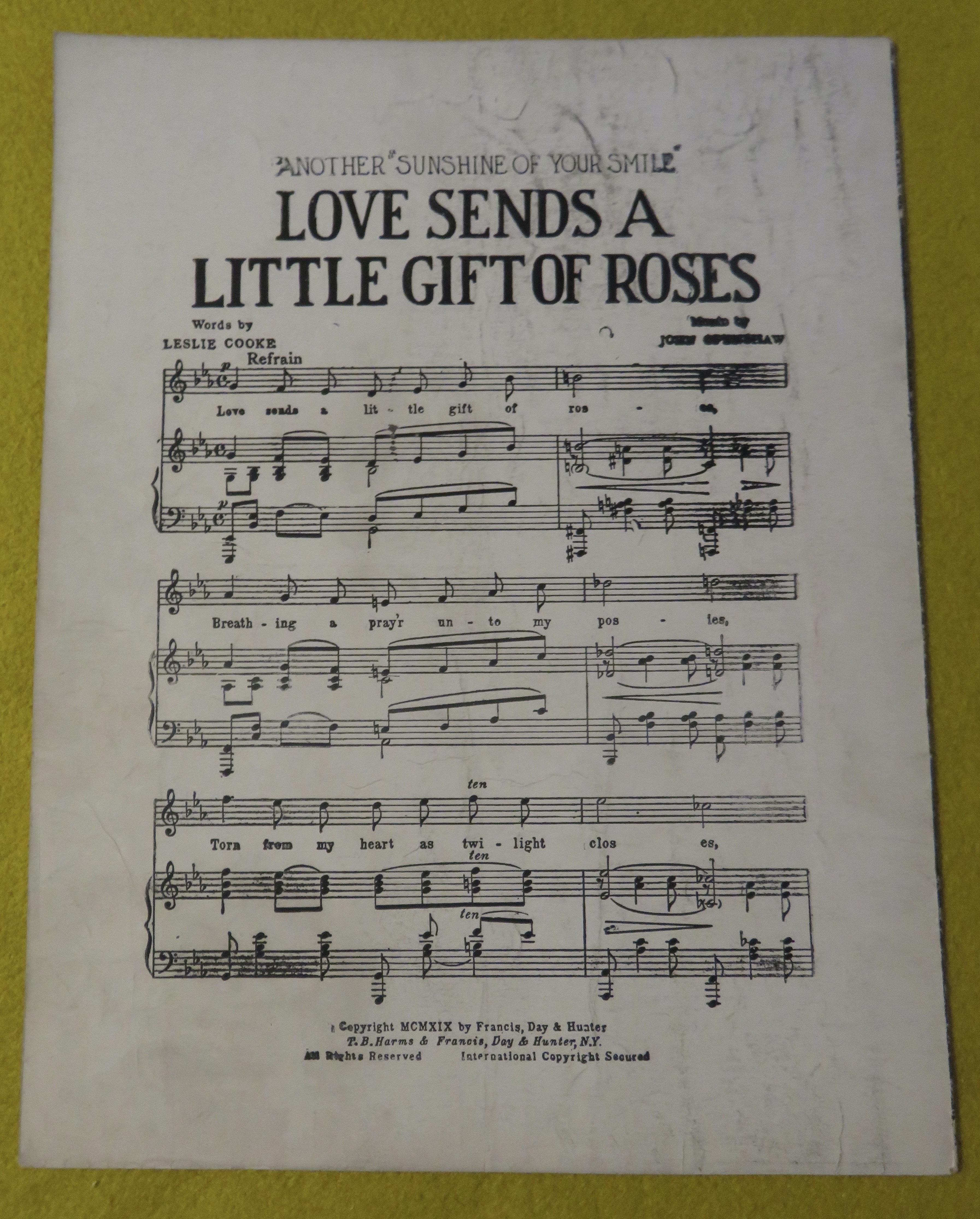 1922 Just As Long As You Have Me Sheet Music