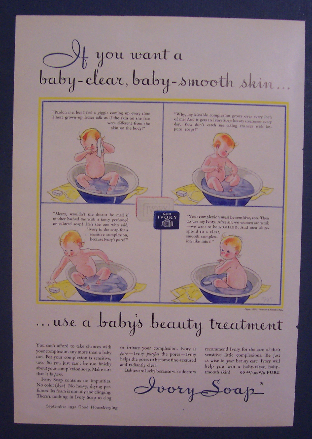 1932 Ivory Soap with a Baby Taking a Bath