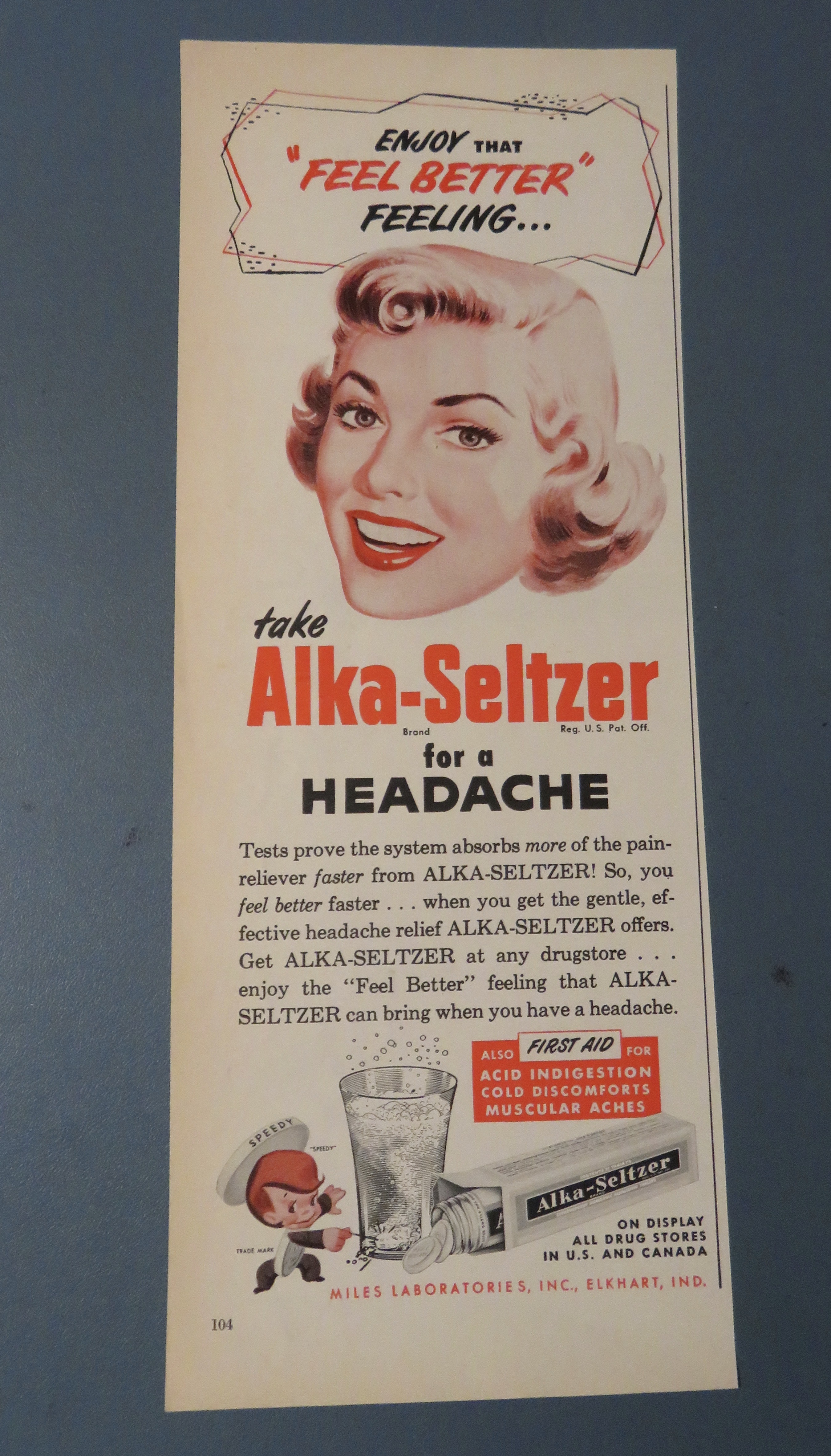 1953 Alka Seltzer with Woman Smiling