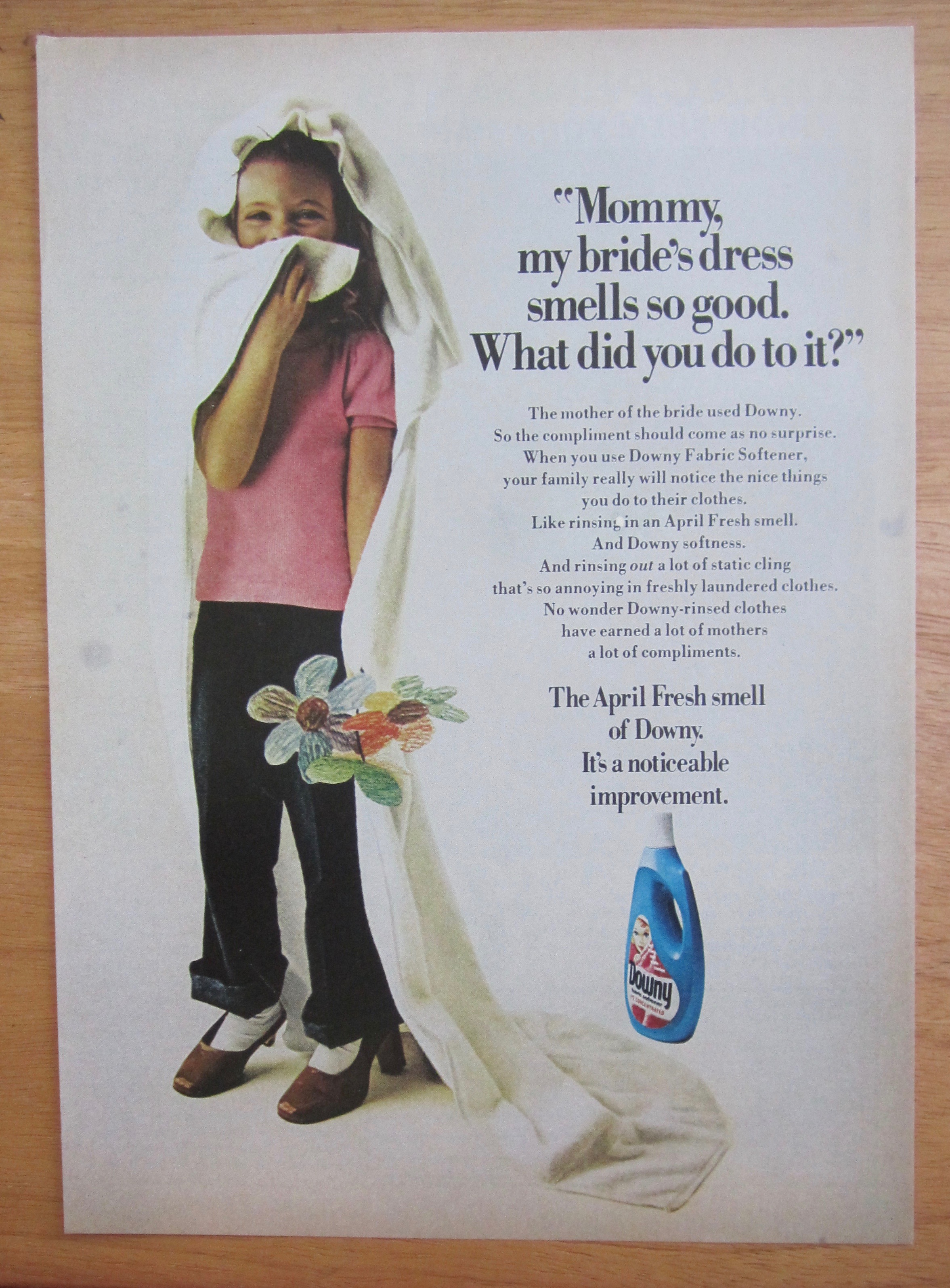 1974 Downy Fabric Softener with Girl Smelling Towel