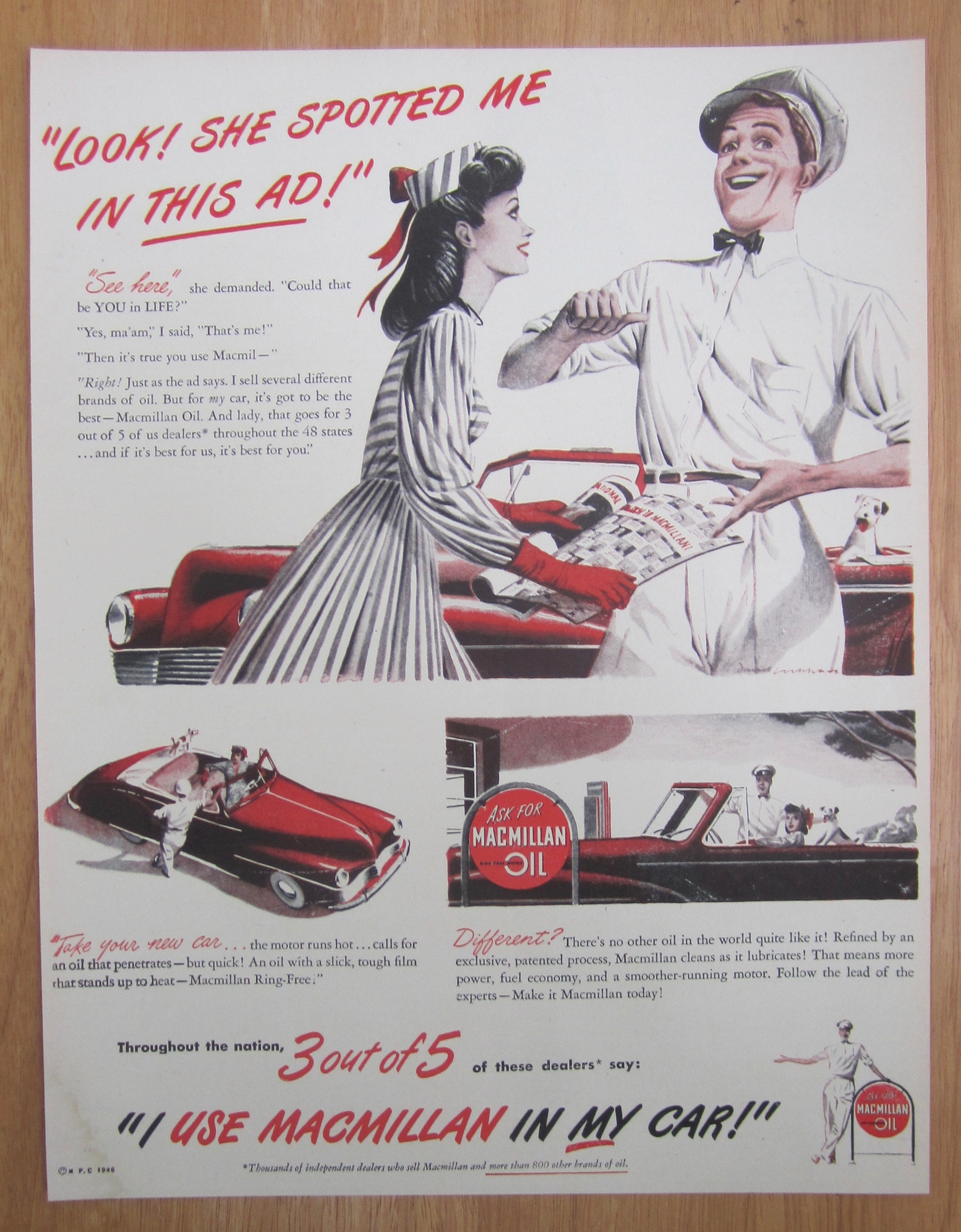 1946 MacMillan Oil with Woman Talking to Service Man