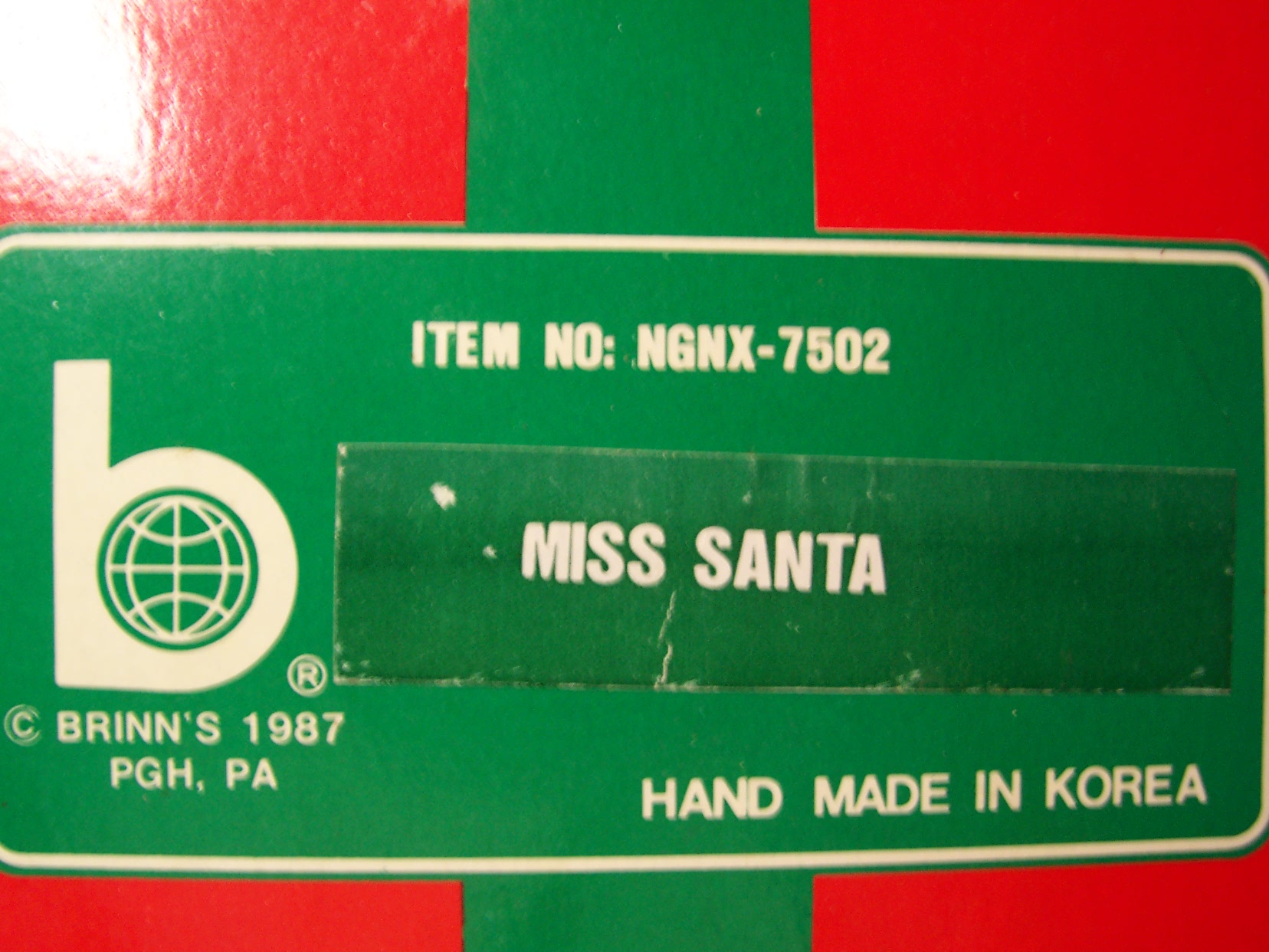 Miss Santa Brinns 1997 Porcelain Doll MIB