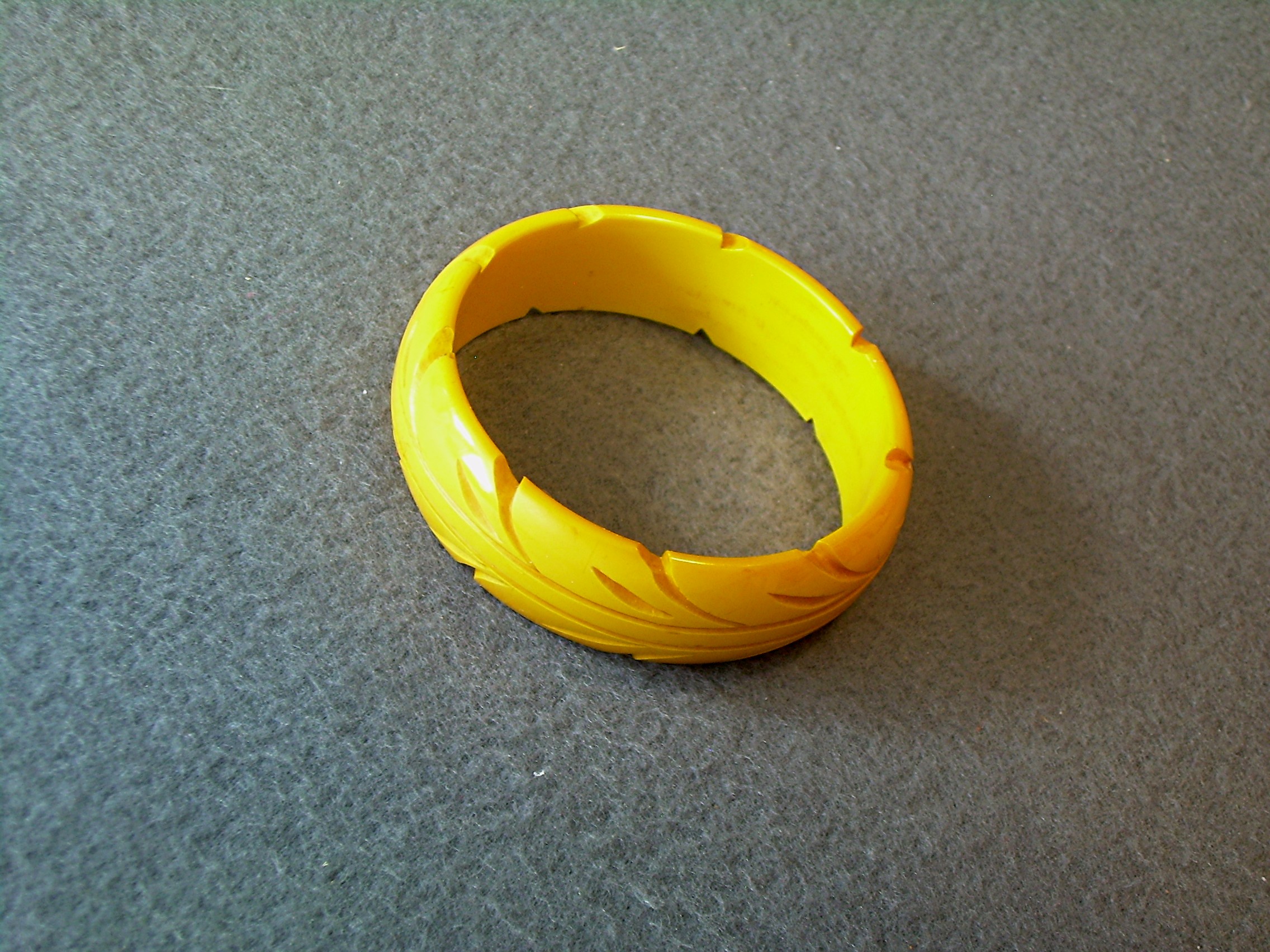 Bakelite Gold Carved Bangle Bracelet