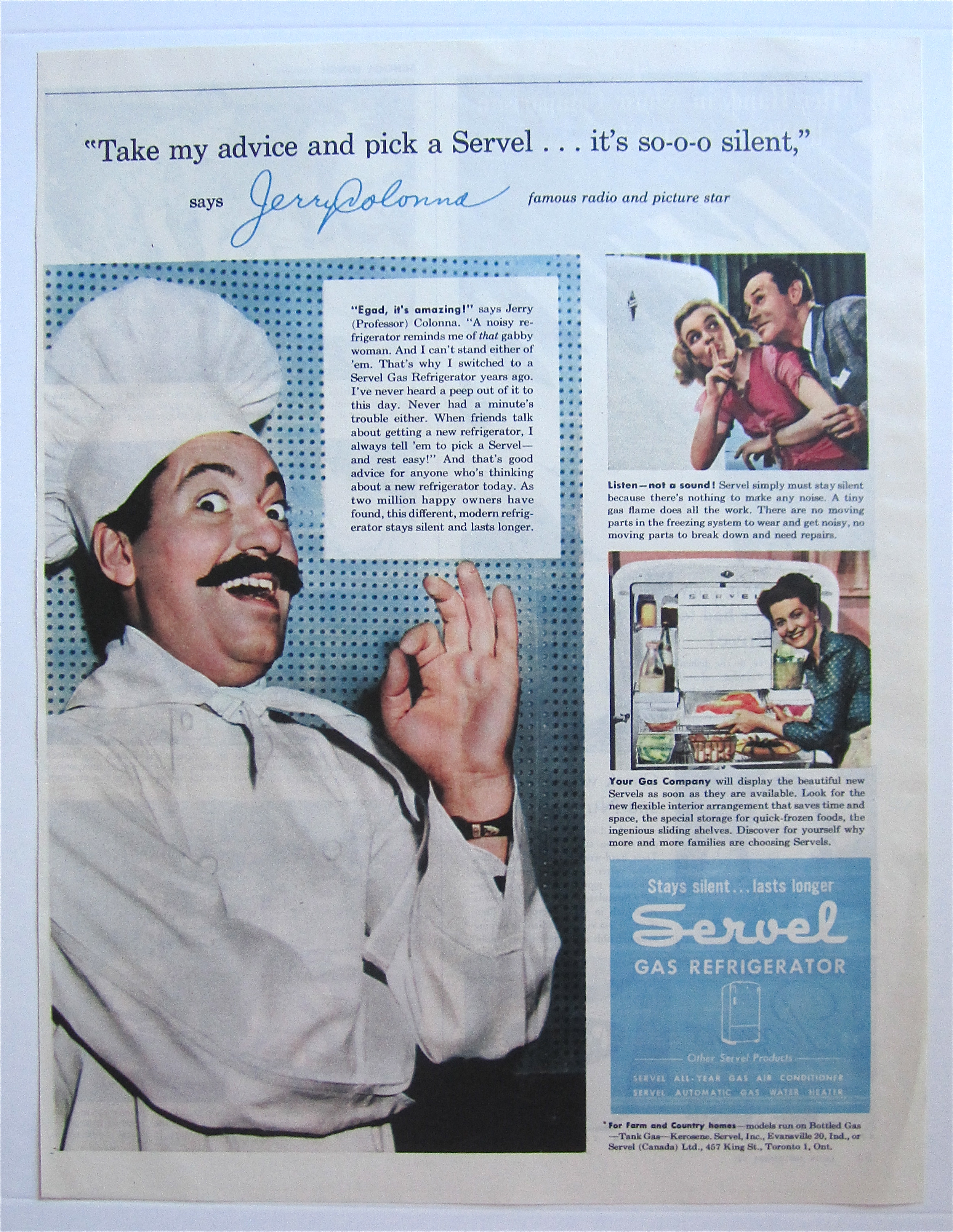 1945 Servel Gas Refrigerator with Jerry Colonna