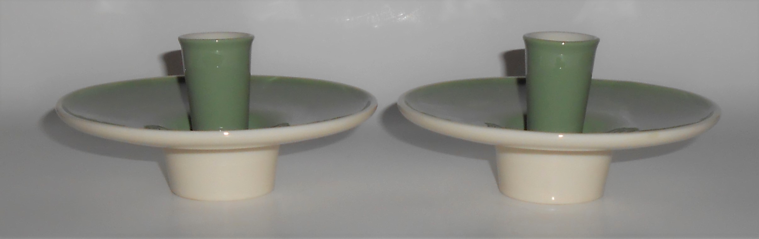 Franciscan Pottery Contours Art Ware Pair Green Candle