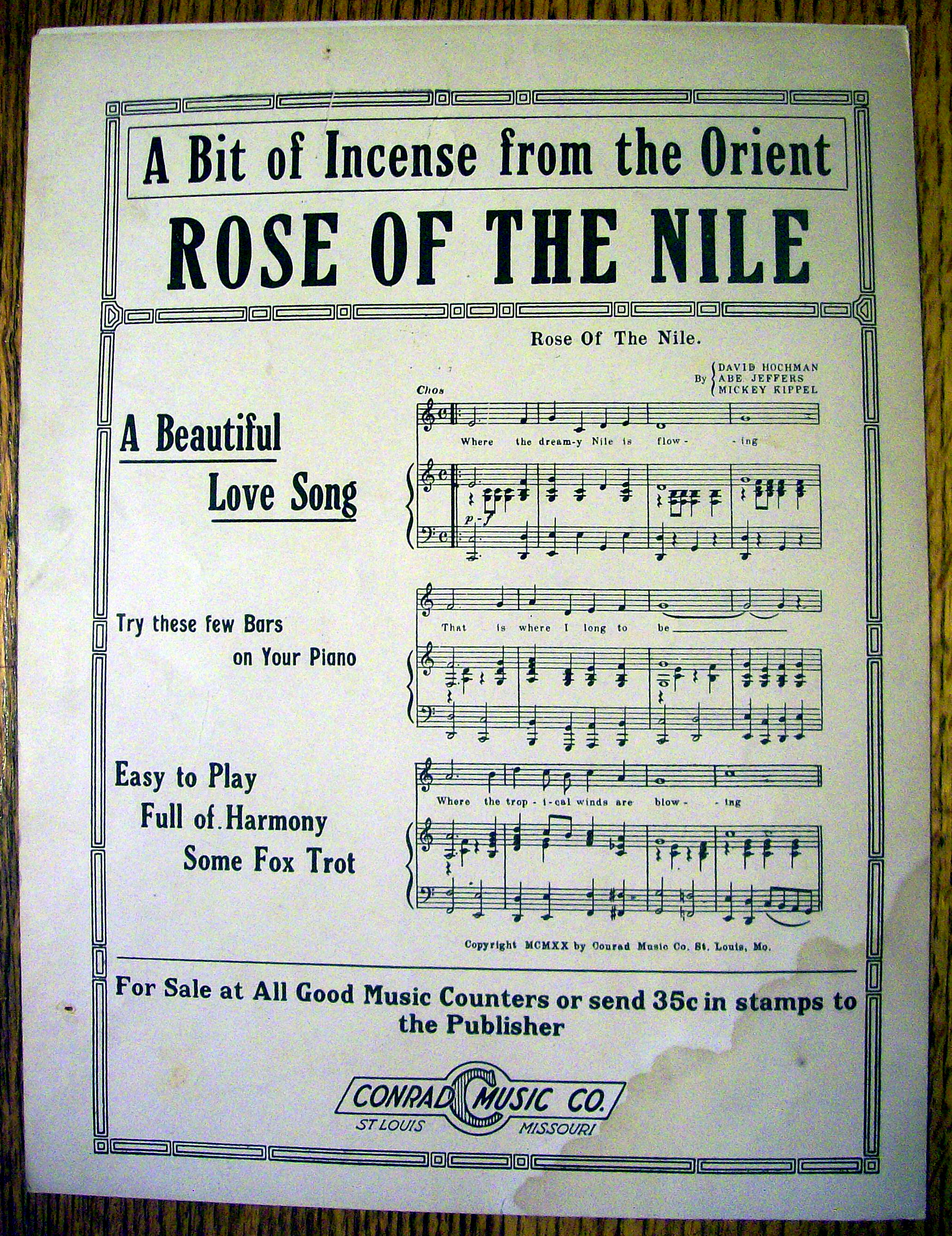 Sheet Music For 1921 Lips