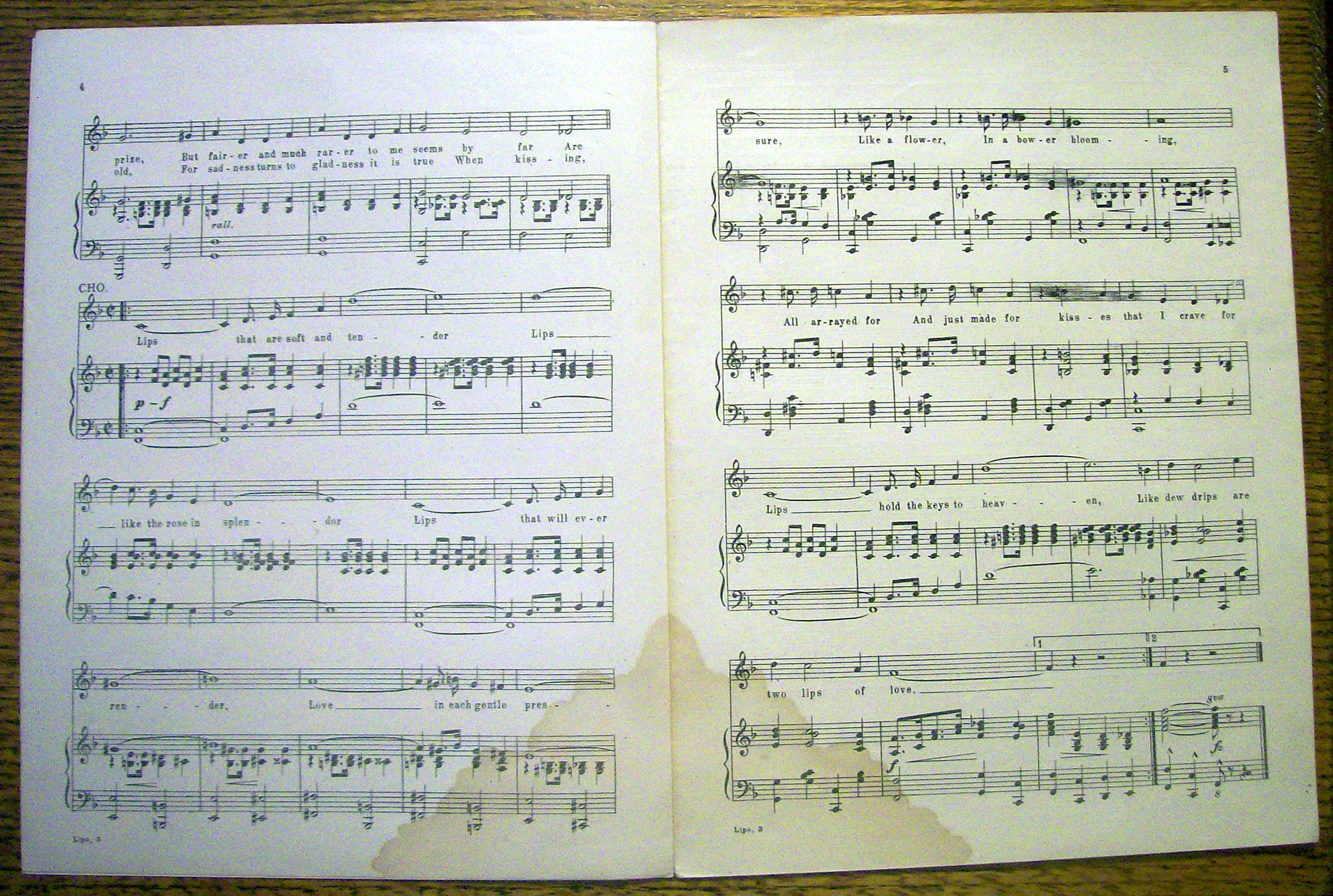 Sheet Music For 1921 Lips
