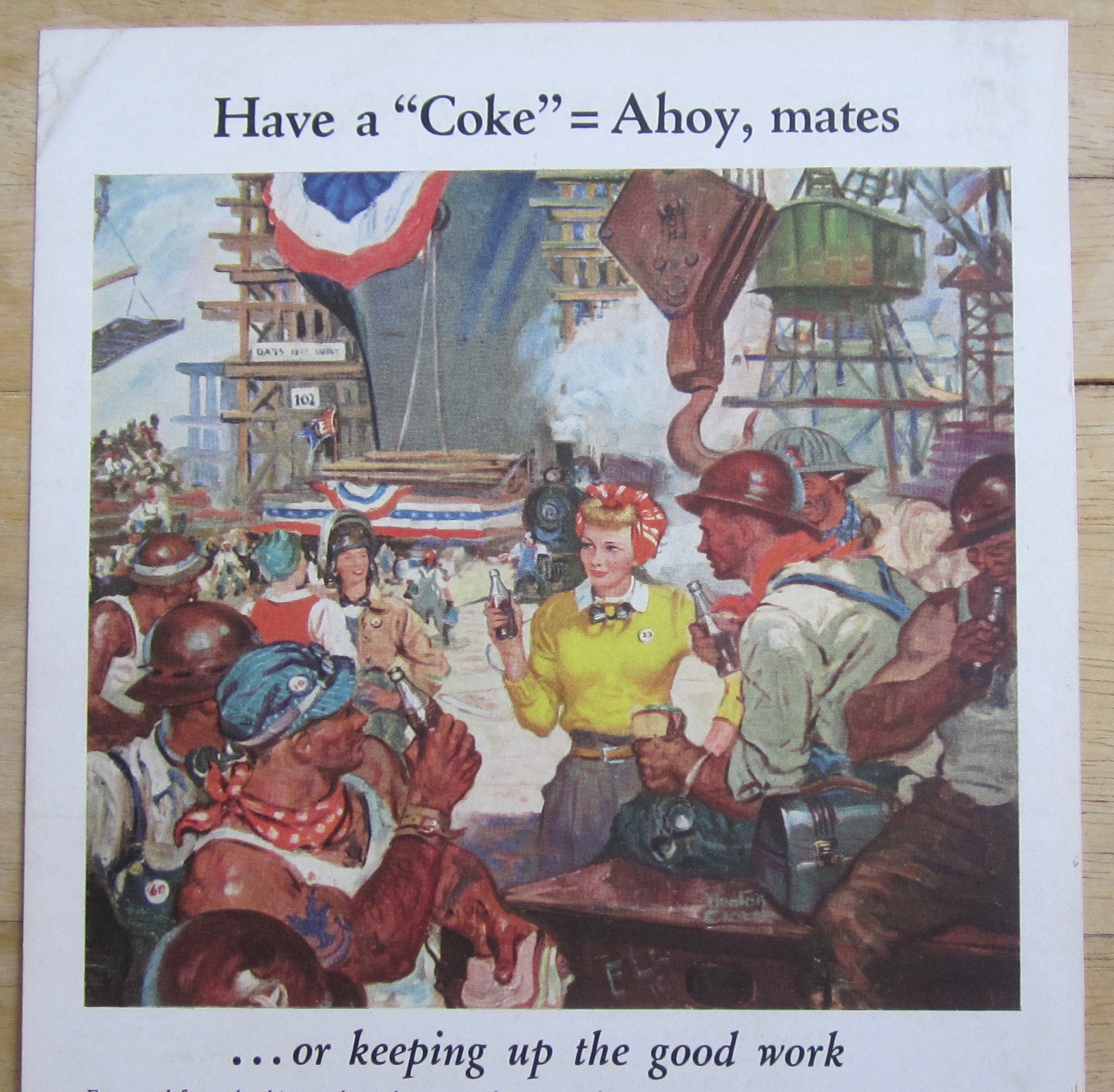 1944 Coca-Cola (Coke) with Woman Talking To Workers