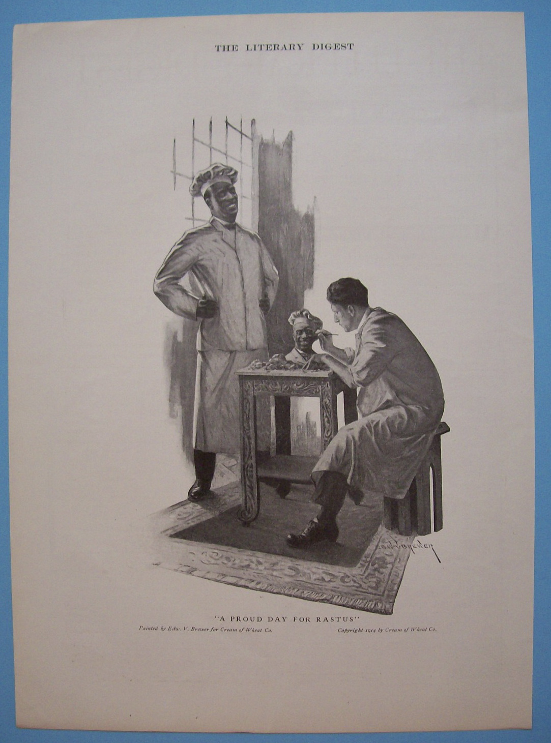 1914 Cream Of Wheat Cereal W/Man Sculpting