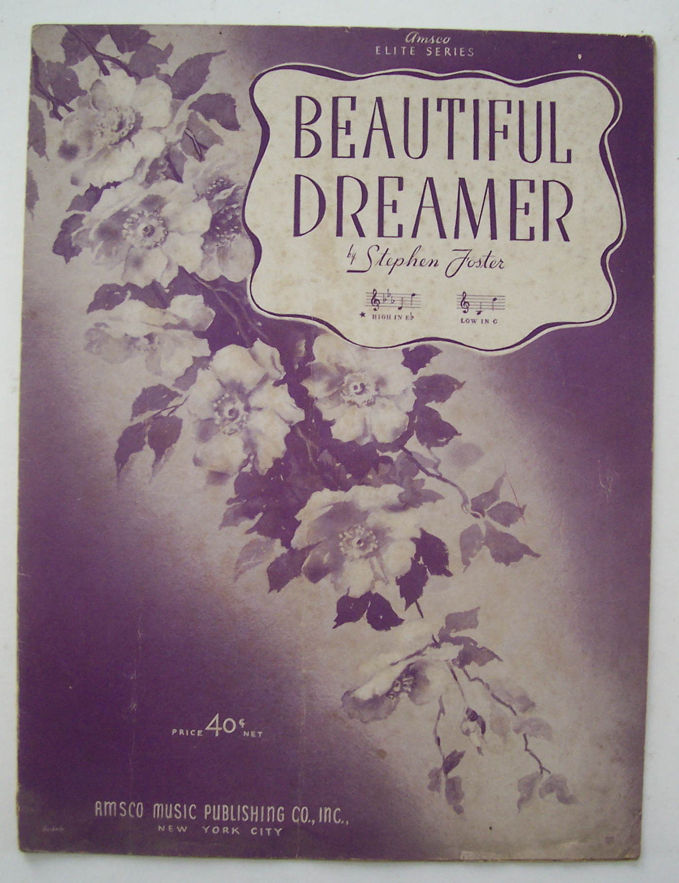 Sheet Music For 1940 Beautiful Dreamer