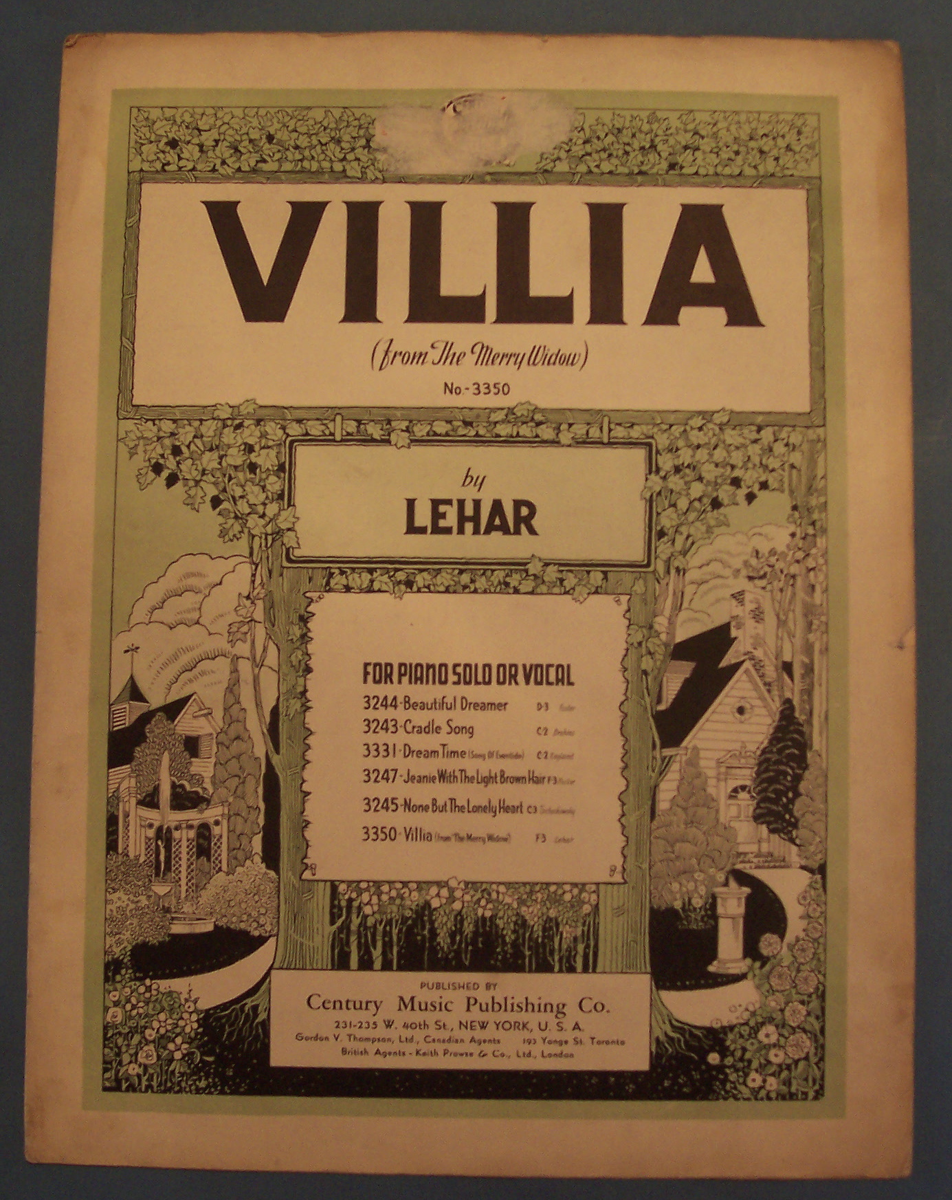 Sheet Music For 1939 Villia (From The Merry Widow)