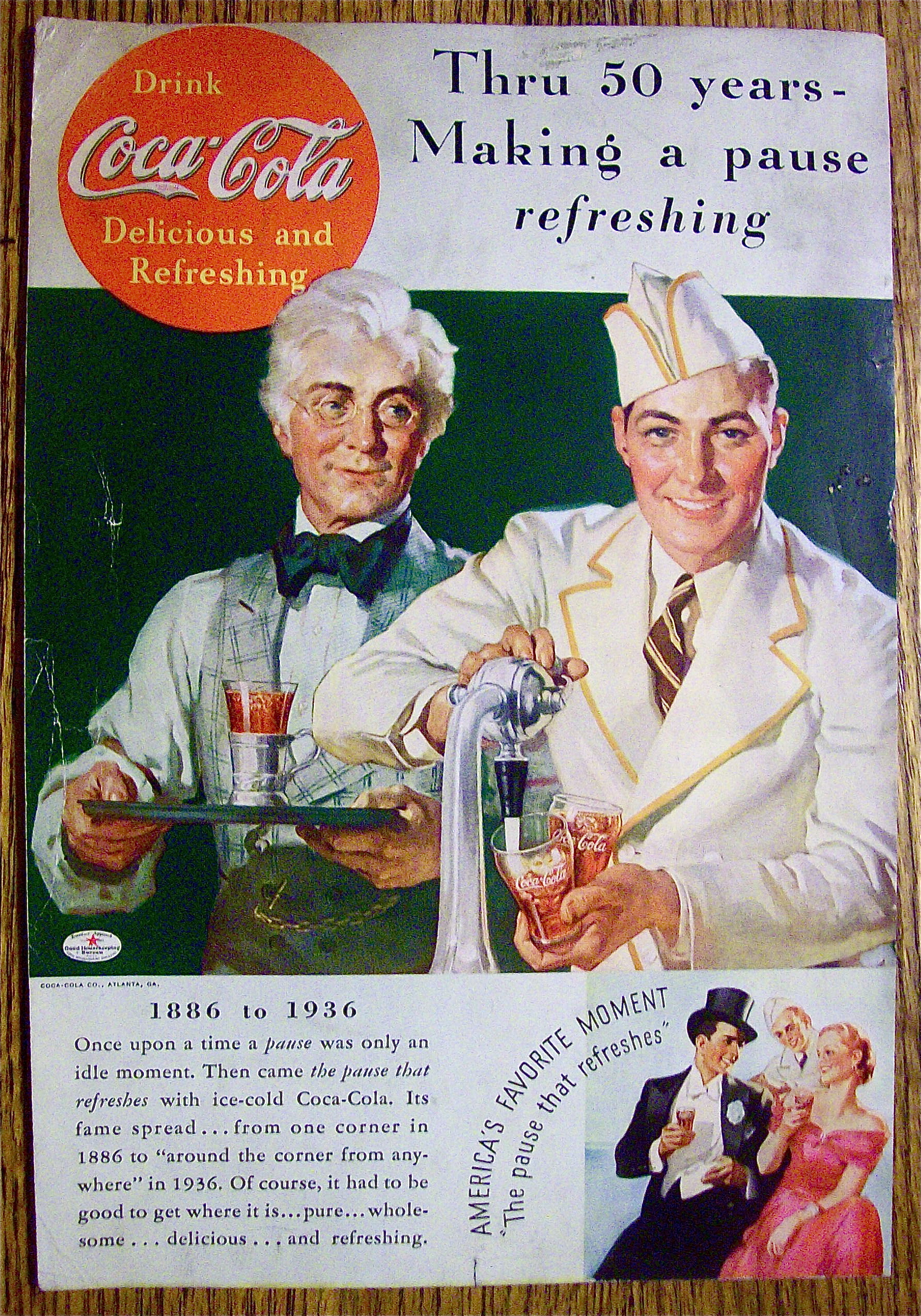 1936 Coca-Cola (Coke) with Man Filling Glasses