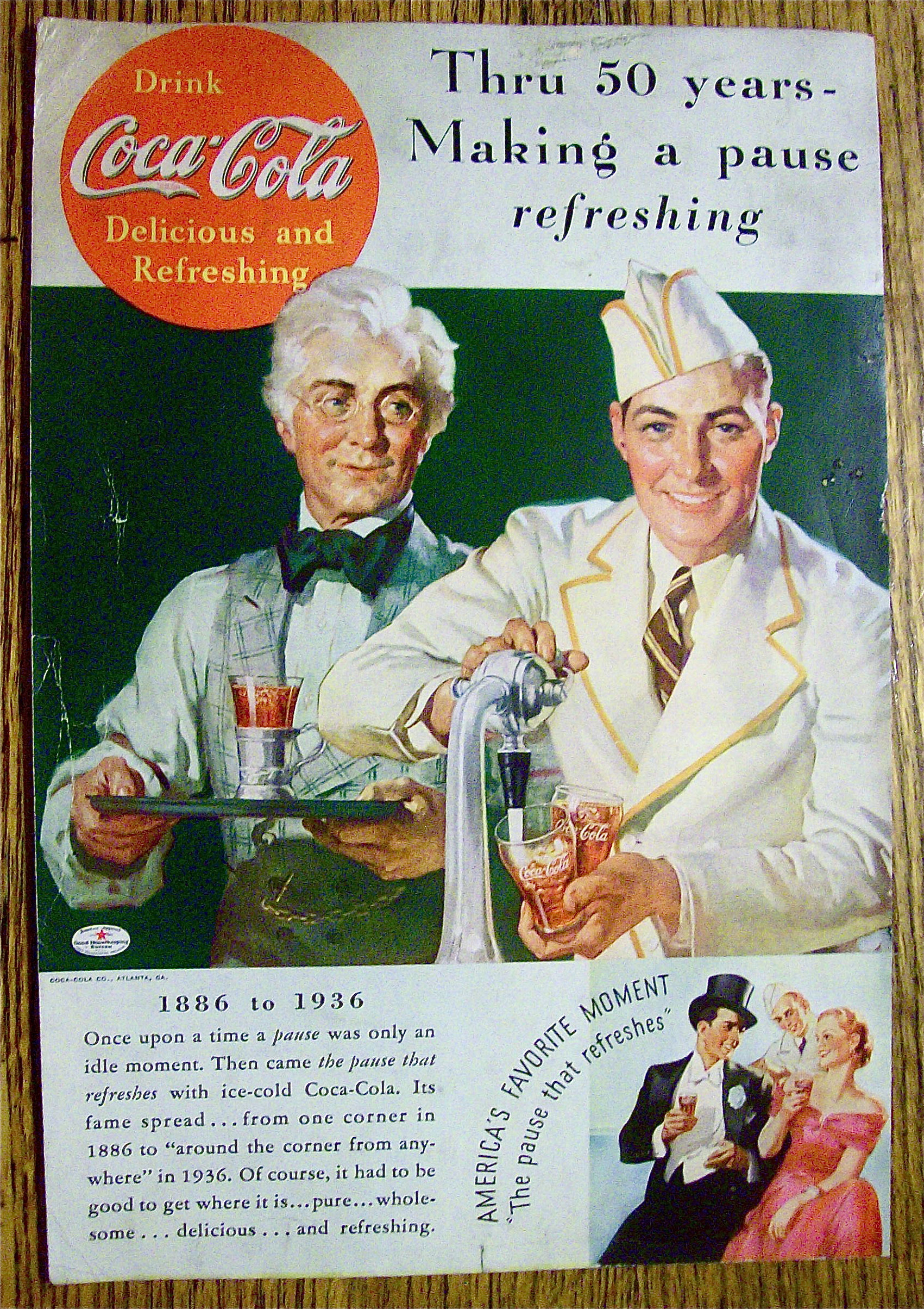 1936 Coca-Cola (Coke) with Man Filling Glasses
