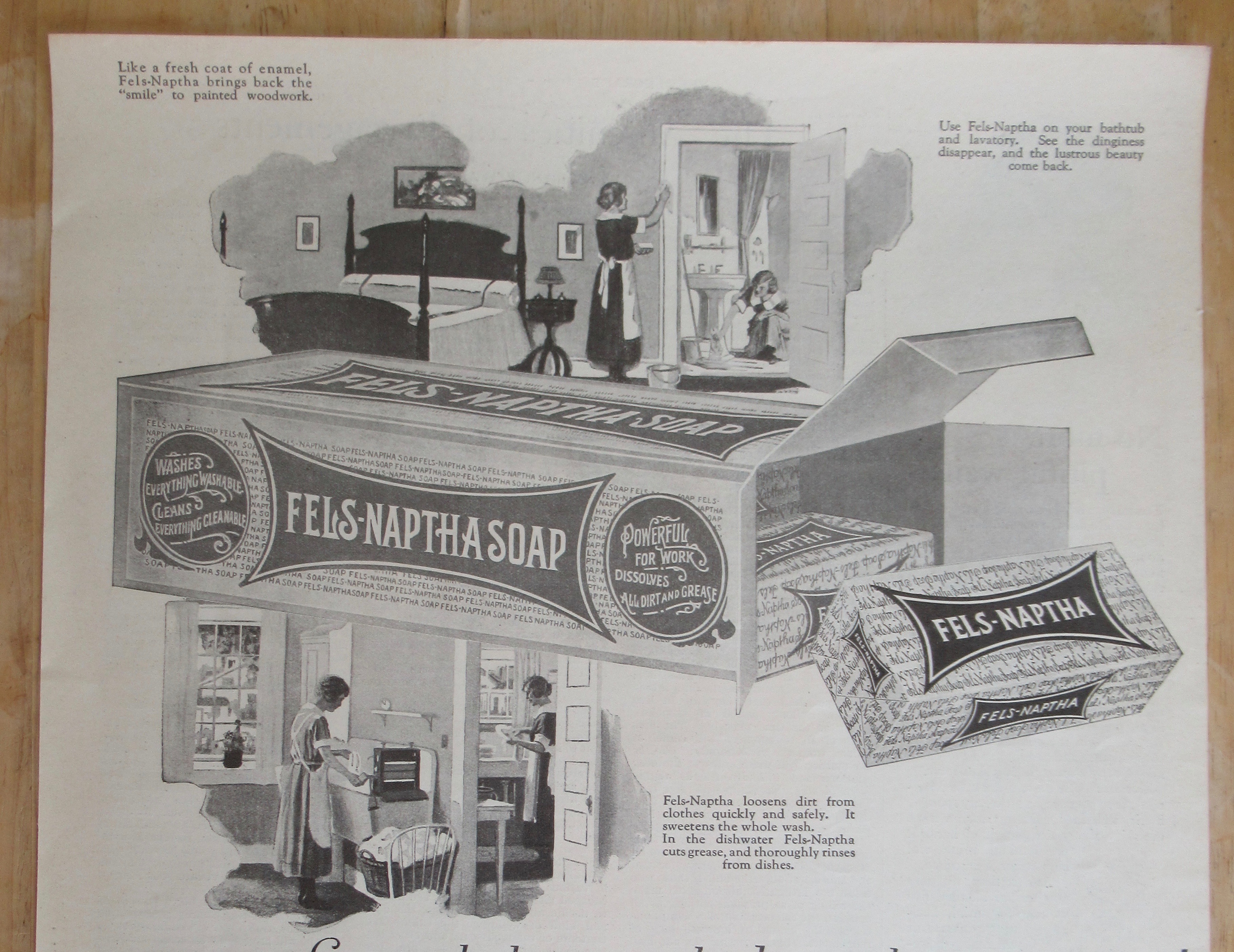 1925 Fels-Naptha Soap with Women Cleaning