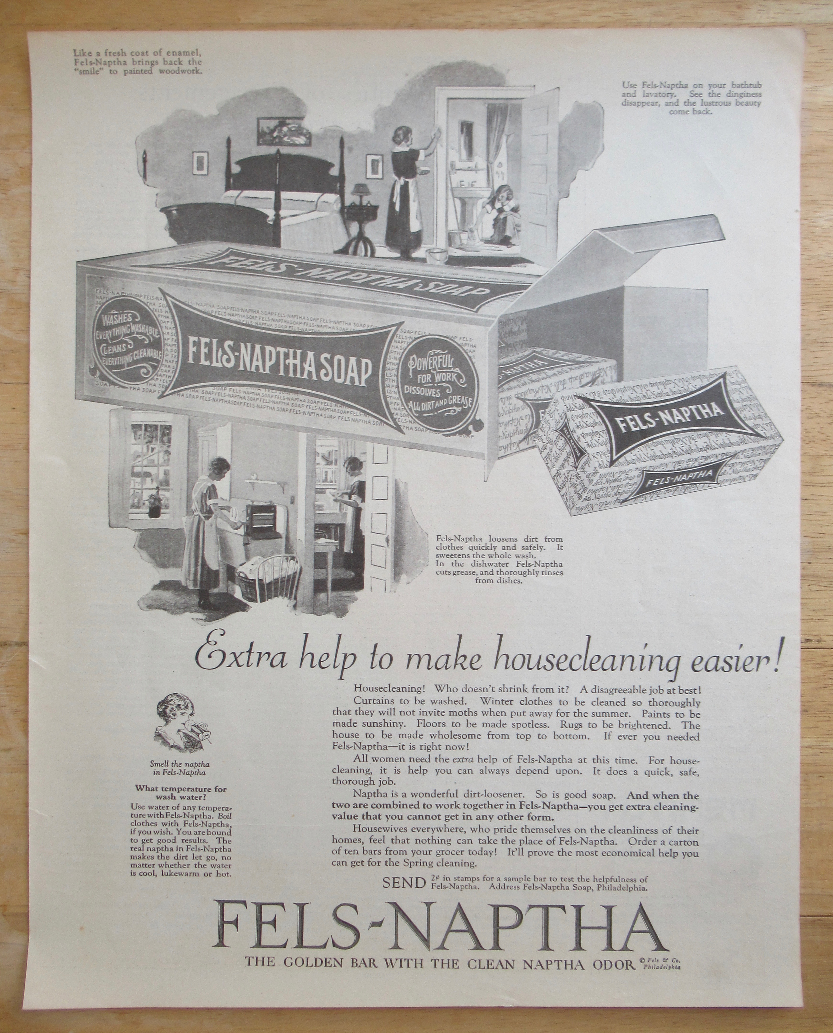 1925 Fels-Naptha Soap with Women Cleaning