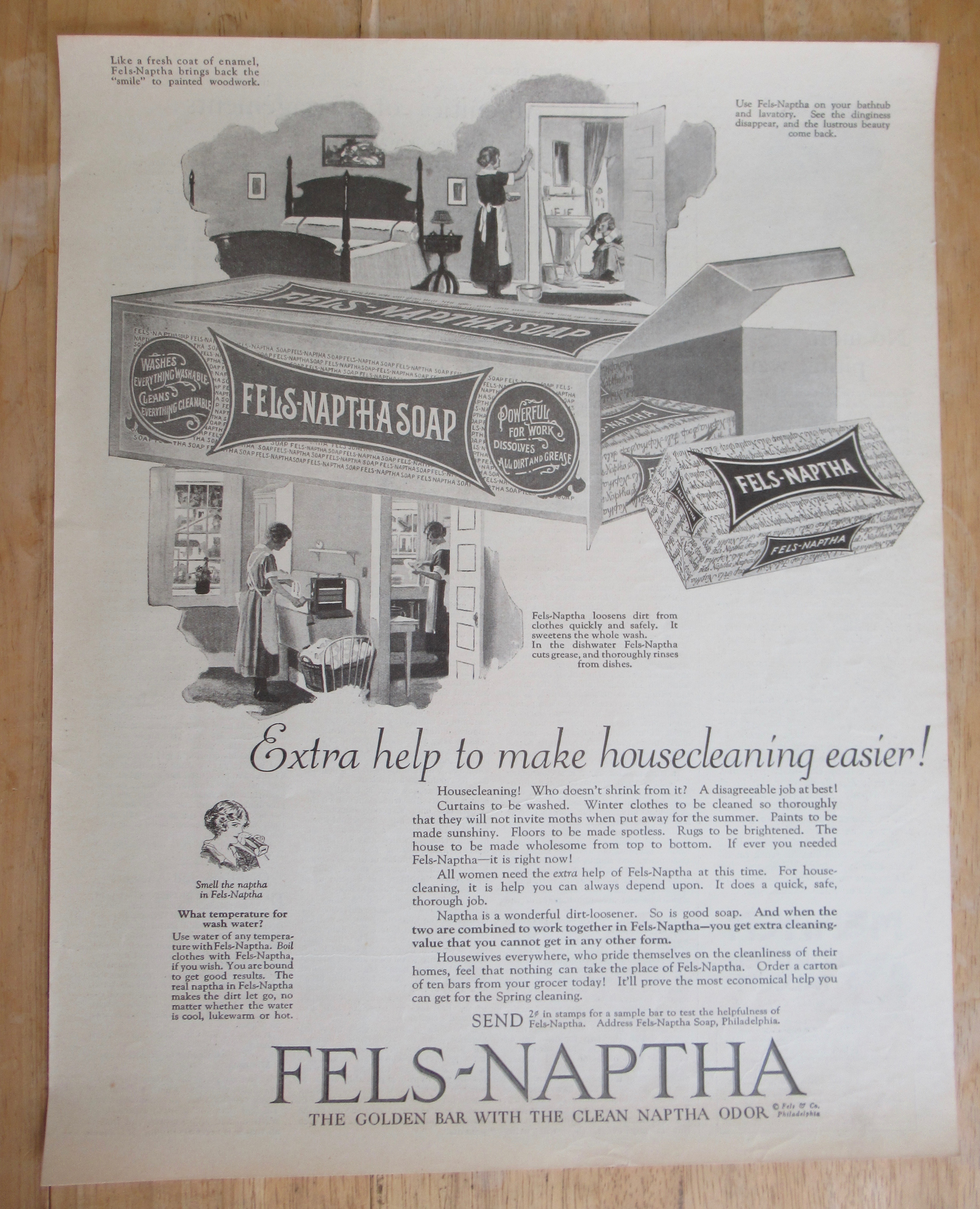 1925 Fels-Naptha Soap with Women Cleaning