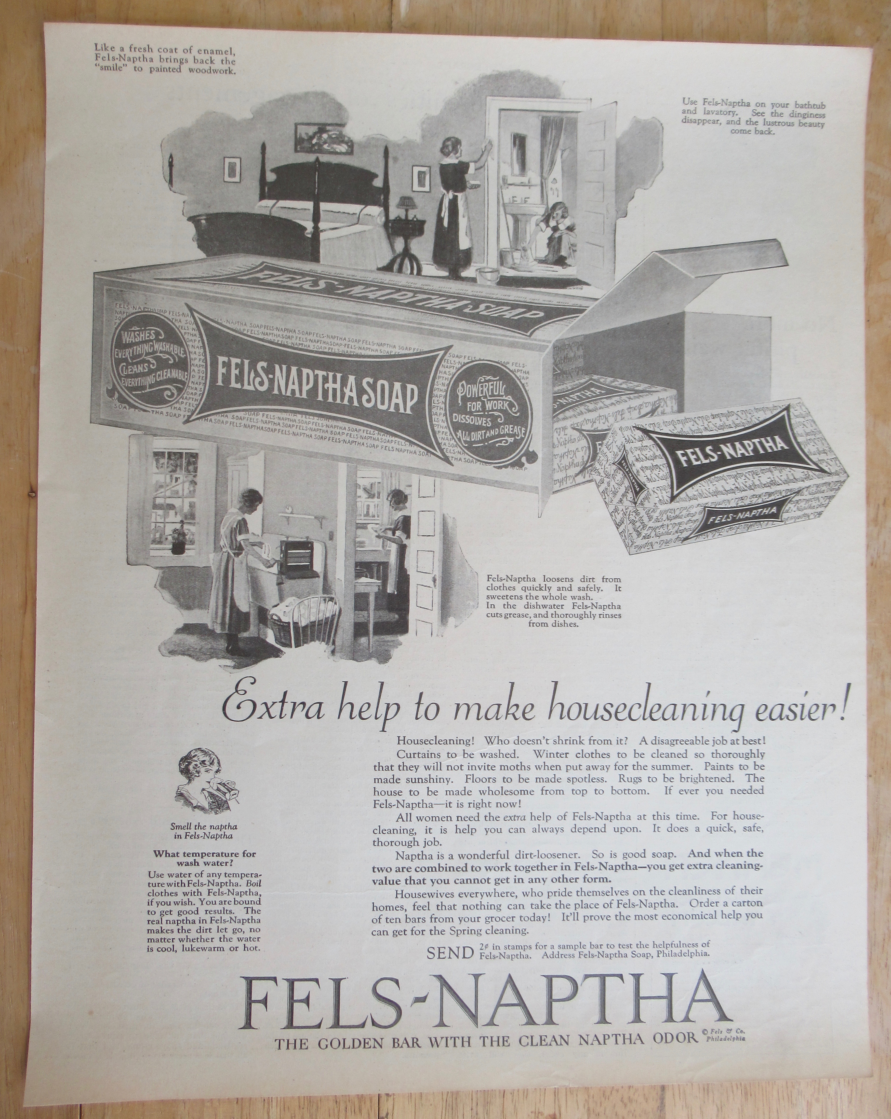 1925 Fels-Naptha Soap with Women Cleaning