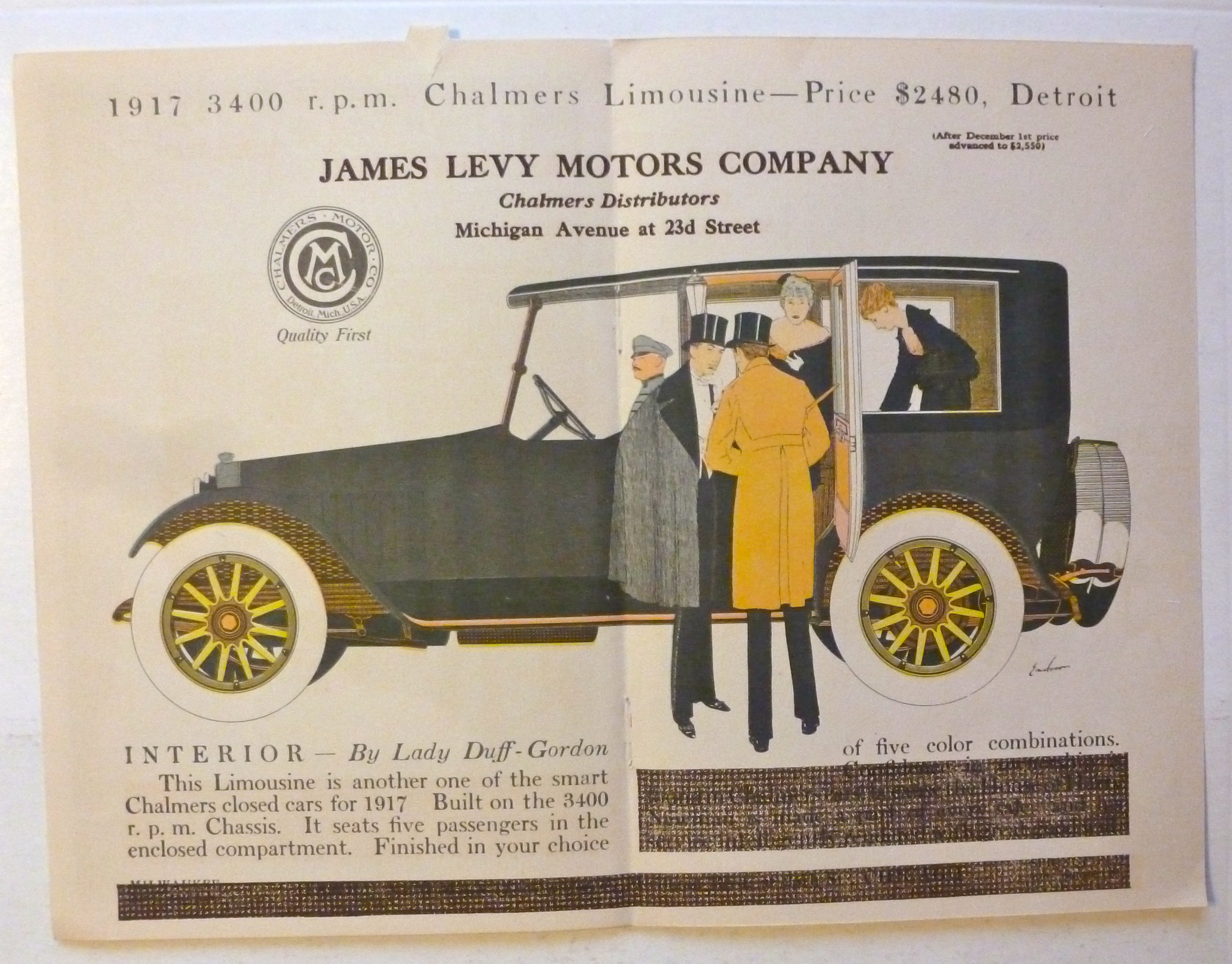 1917 James Levy Motors Company w/Chalmers Limousine