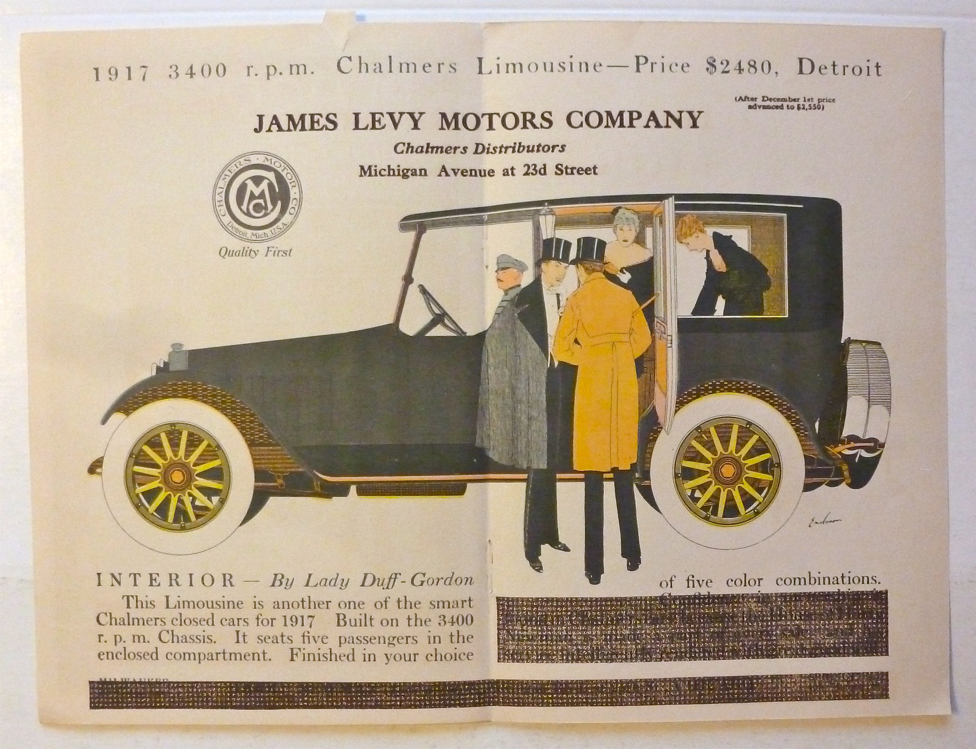 1917 James Levy Motors Company w/Chalmers Limousine