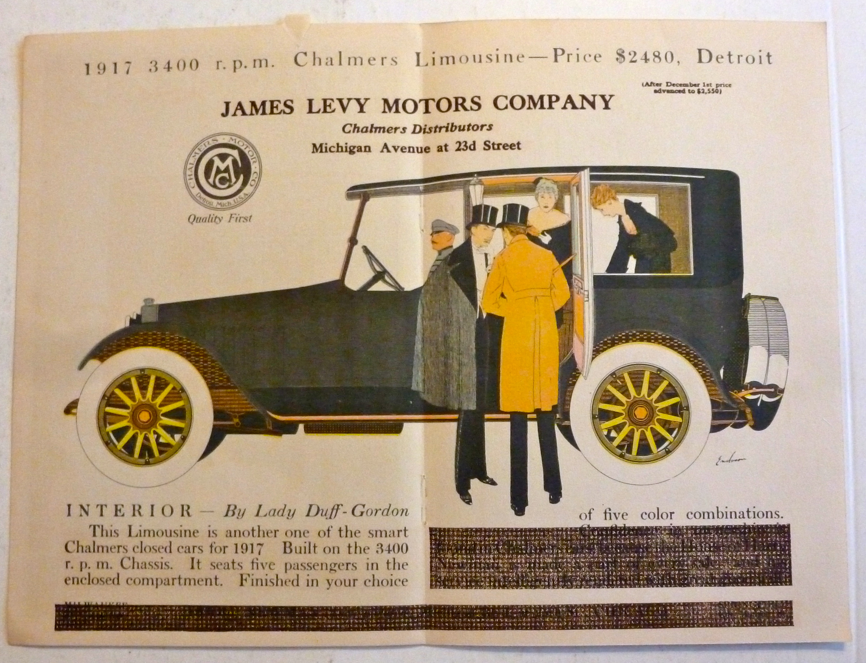 1917 James Levy Motors Company w/Chalmers Limousine