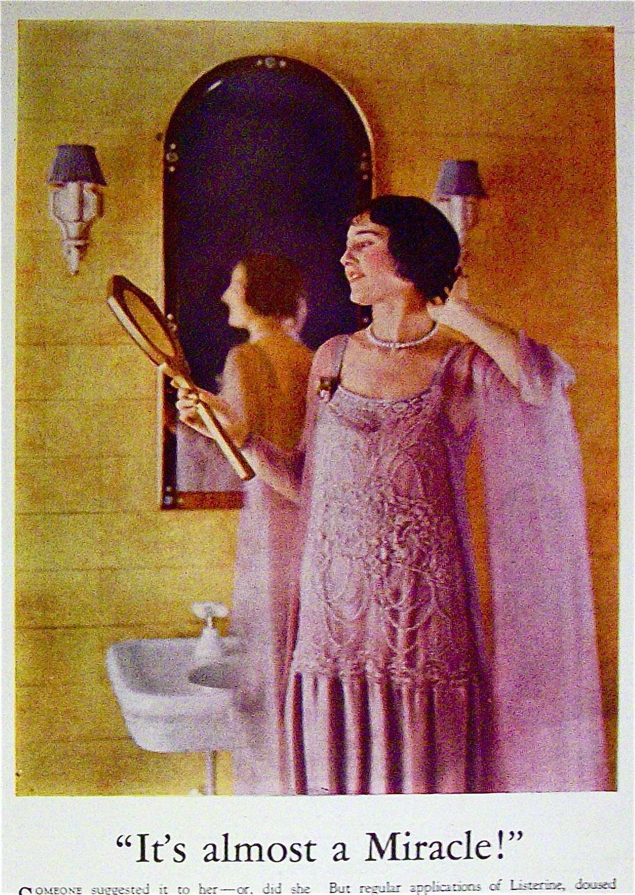 1926 Listerine with Woman Looking Into Mirror