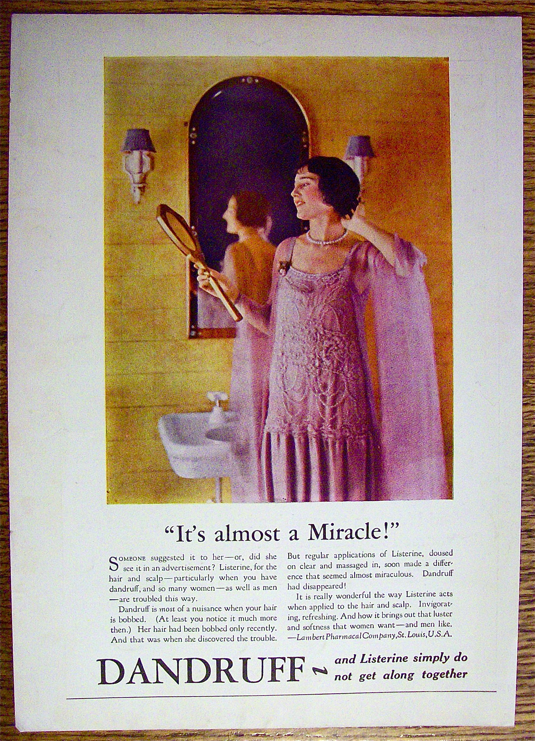 1926 Listerine with Woman Looking Into Mirror