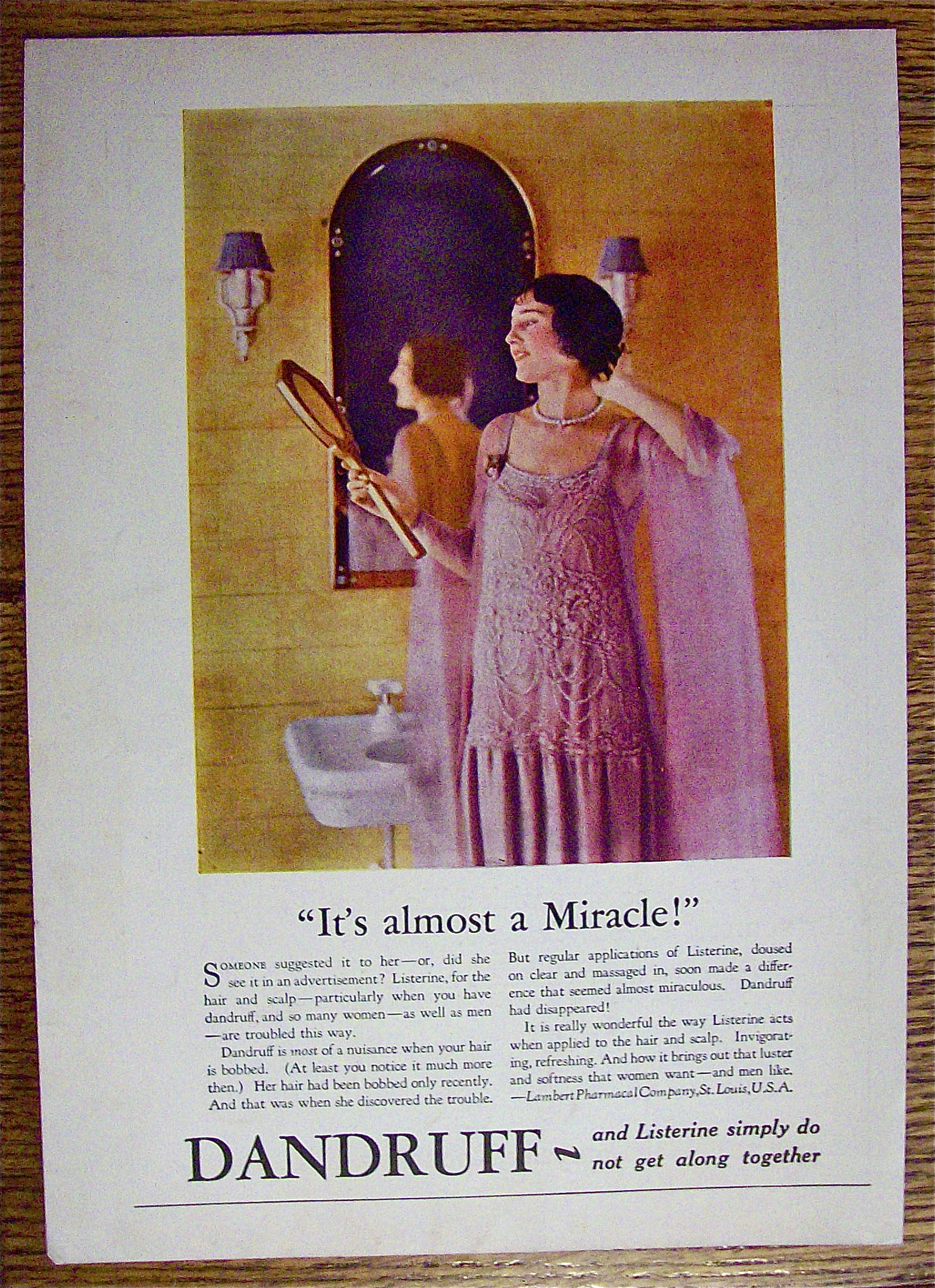 1926 Listerine with Woman Looking Into Mirror
