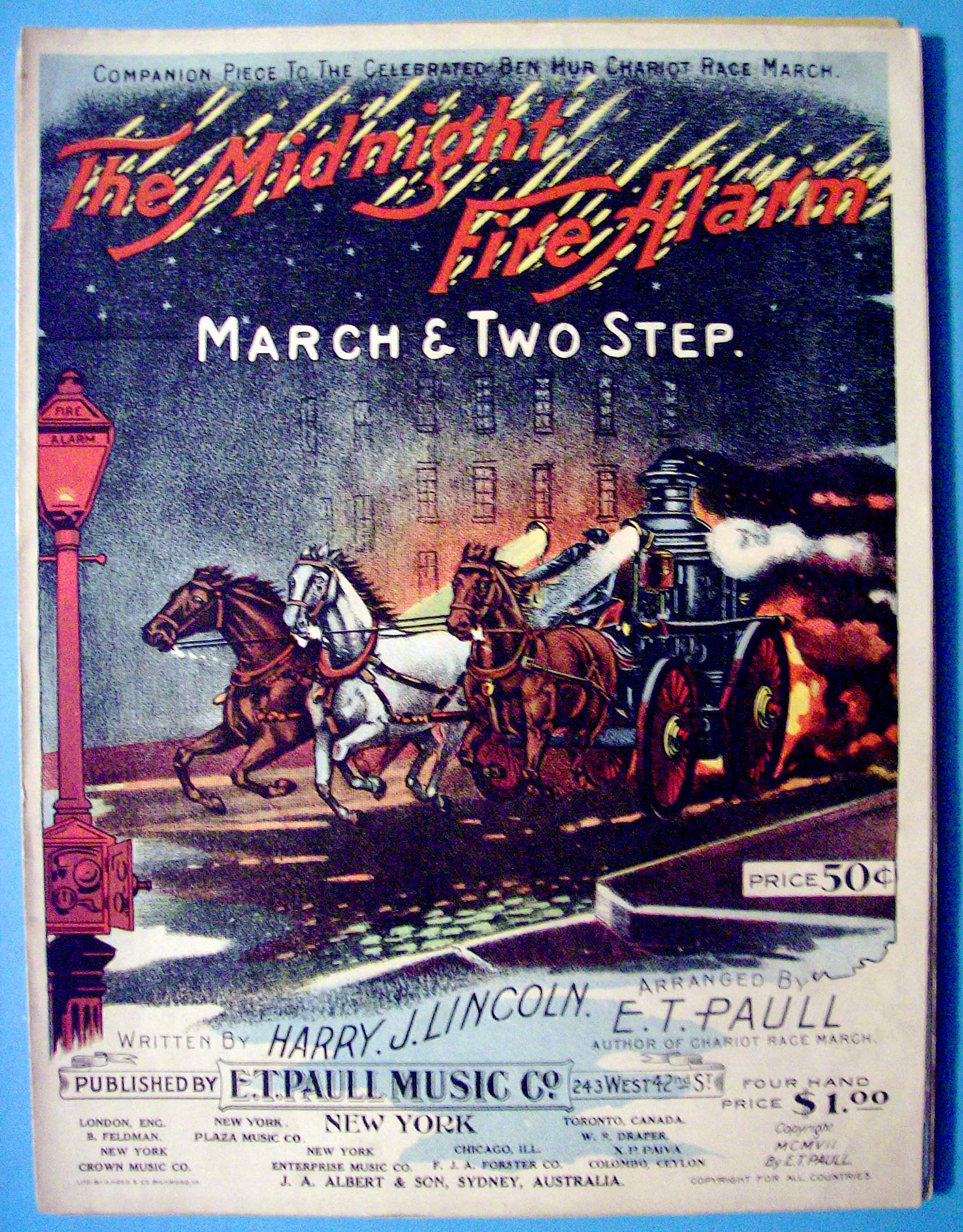 1918 The Midnight Fire Alarm - E.T. Paull Sheet Music