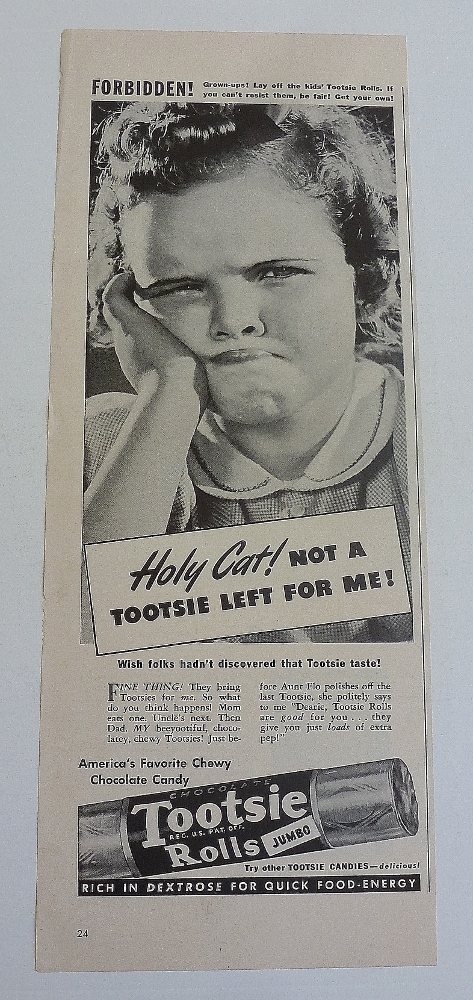 1942 Tootsie Rolls With Girl & Funny Face