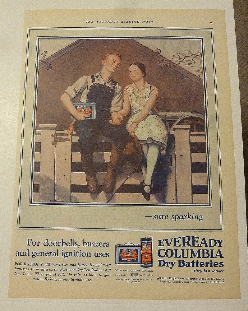 1928 Eveready Batteries With Boy & Girl Sitting