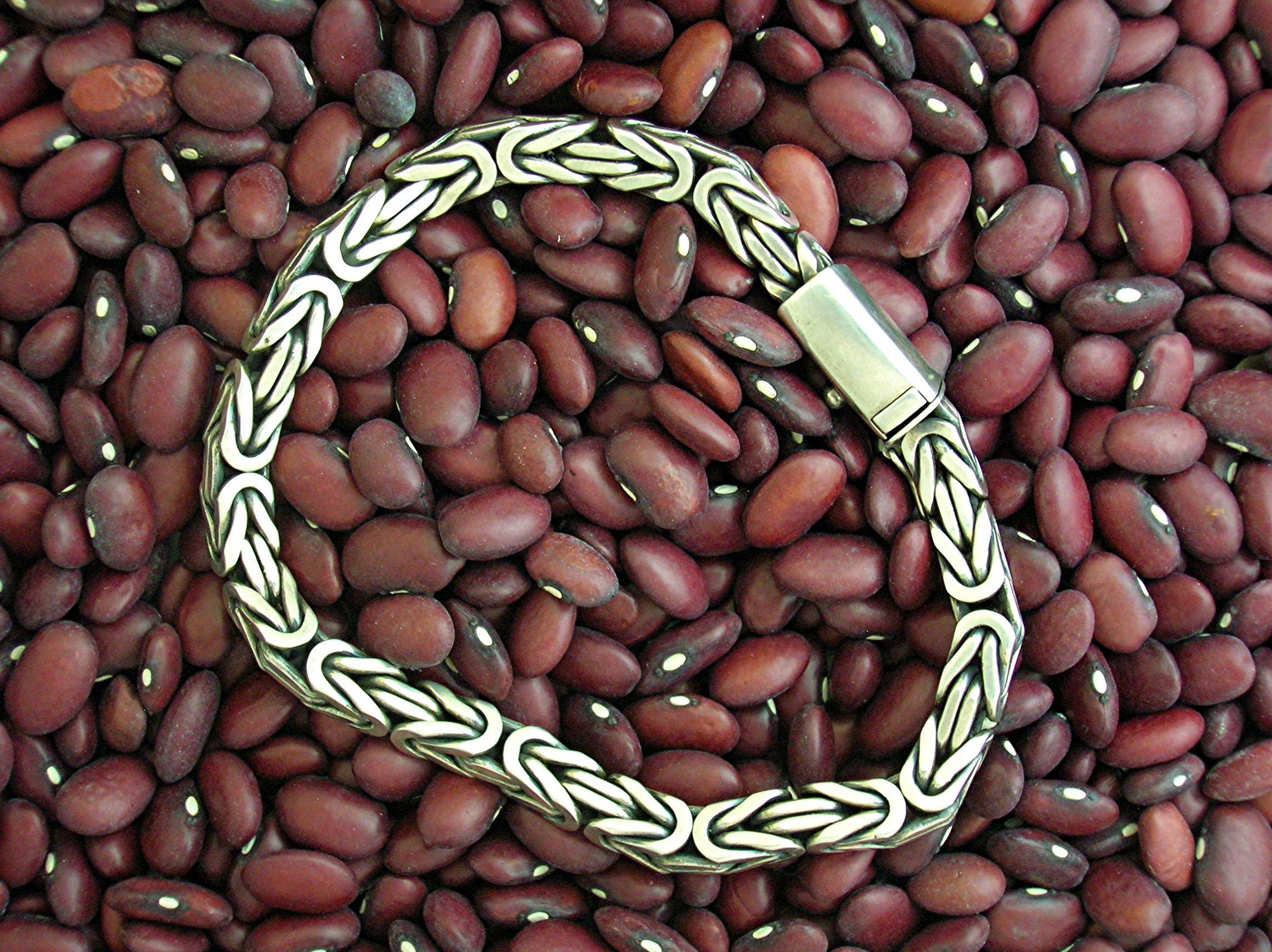 Sterling Silver Byzantine Bracelet Push Clasp