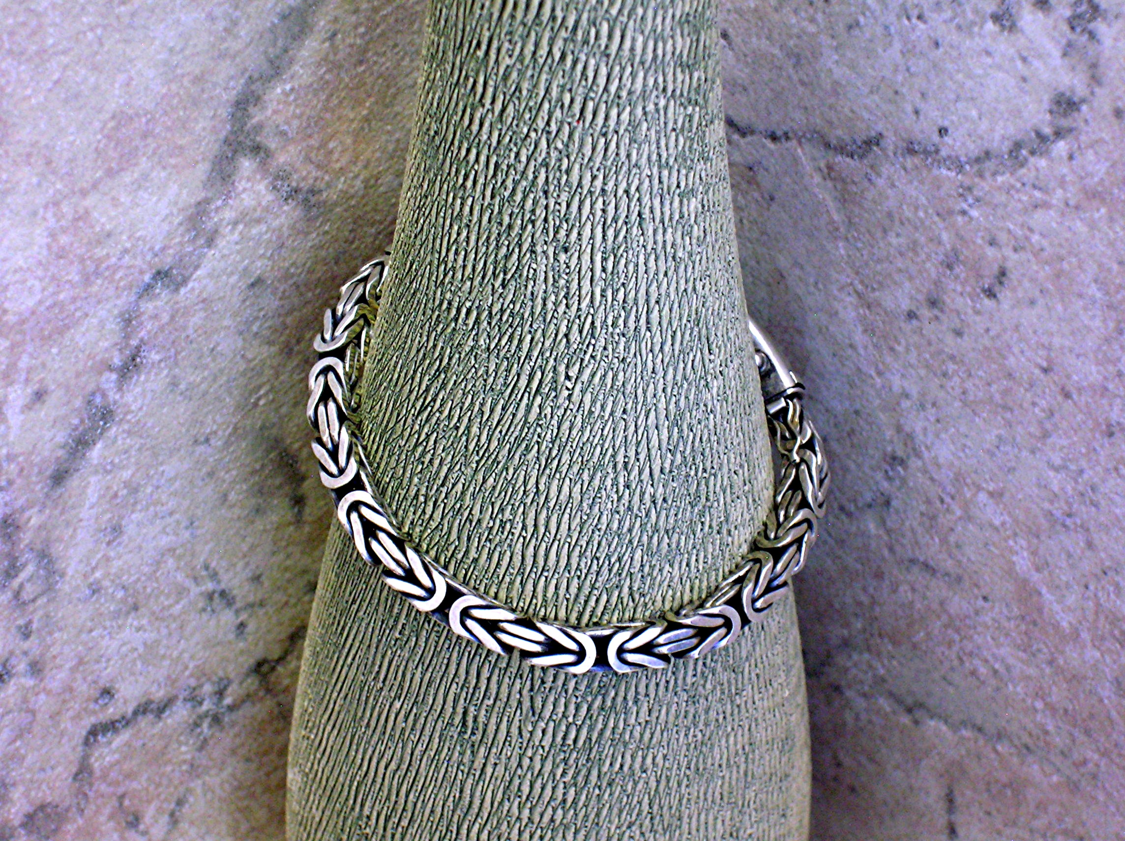 Sterling Silver Byzantine Bracelet Push Clasp