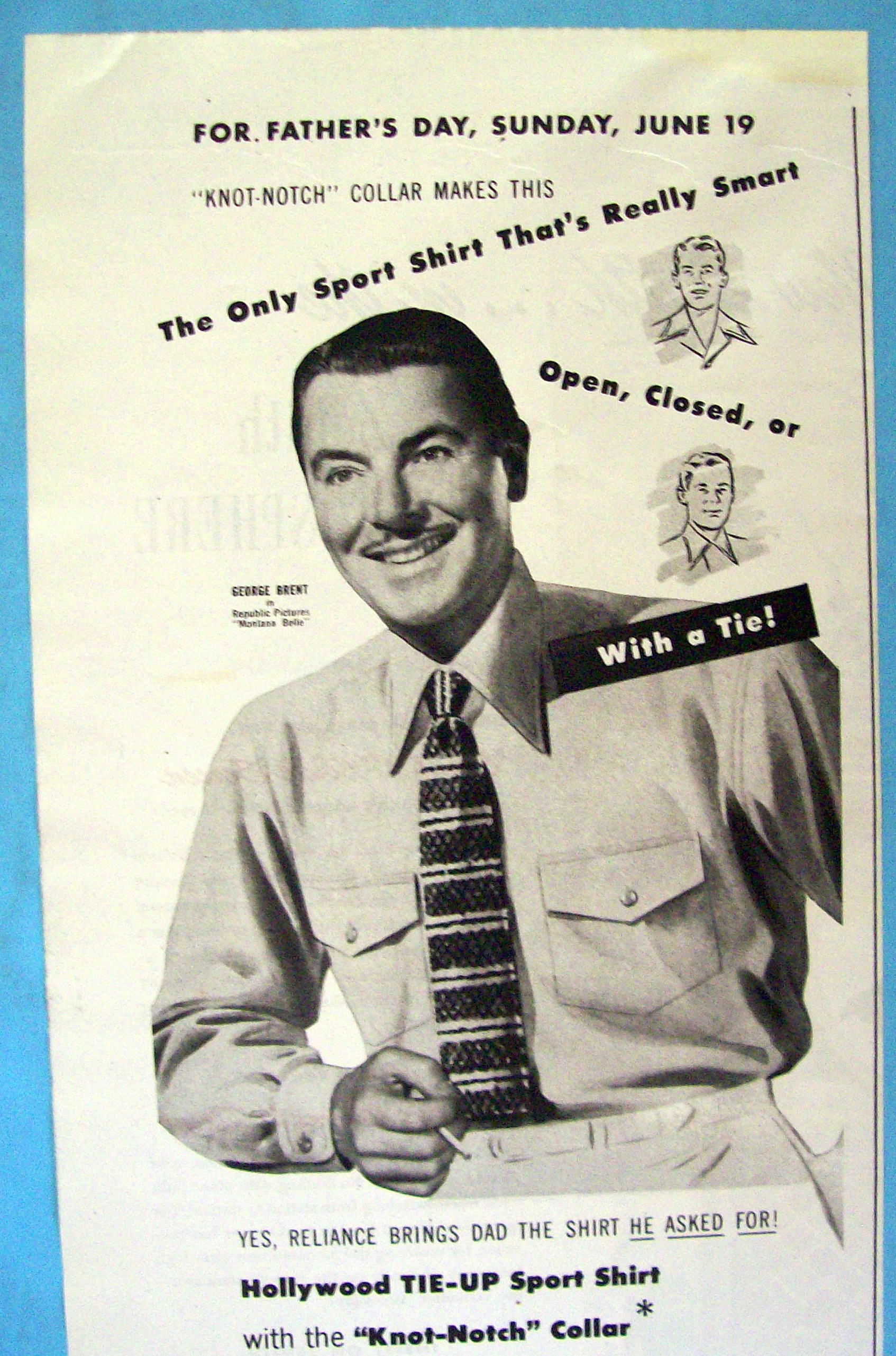 Vintage Ad: 1949 Reliance Shirts with George Brent