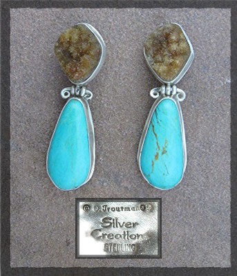 David Troutman Turquoise Druzy Sterling Silver Clip Ear