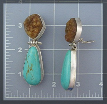 David Troutman Turquoise Druzy Sterling Silver Clip Ear