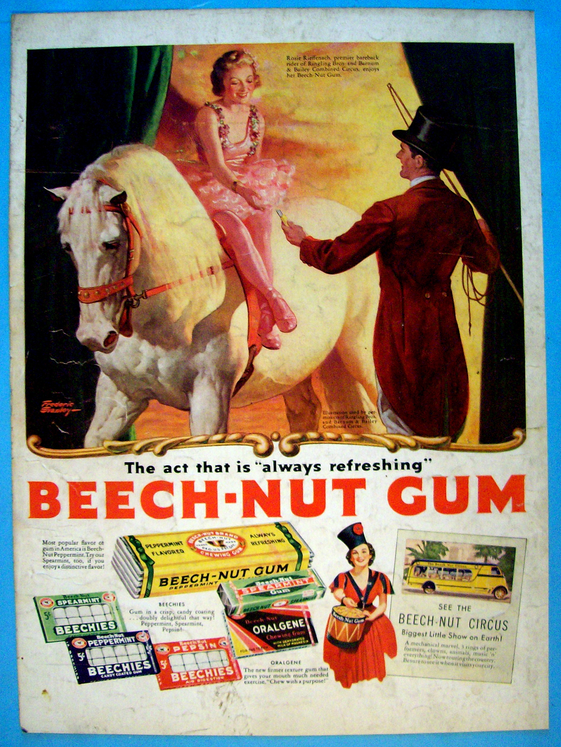 1937 Beech Nut Gum w/Ringling Bros By Frederic Stanley